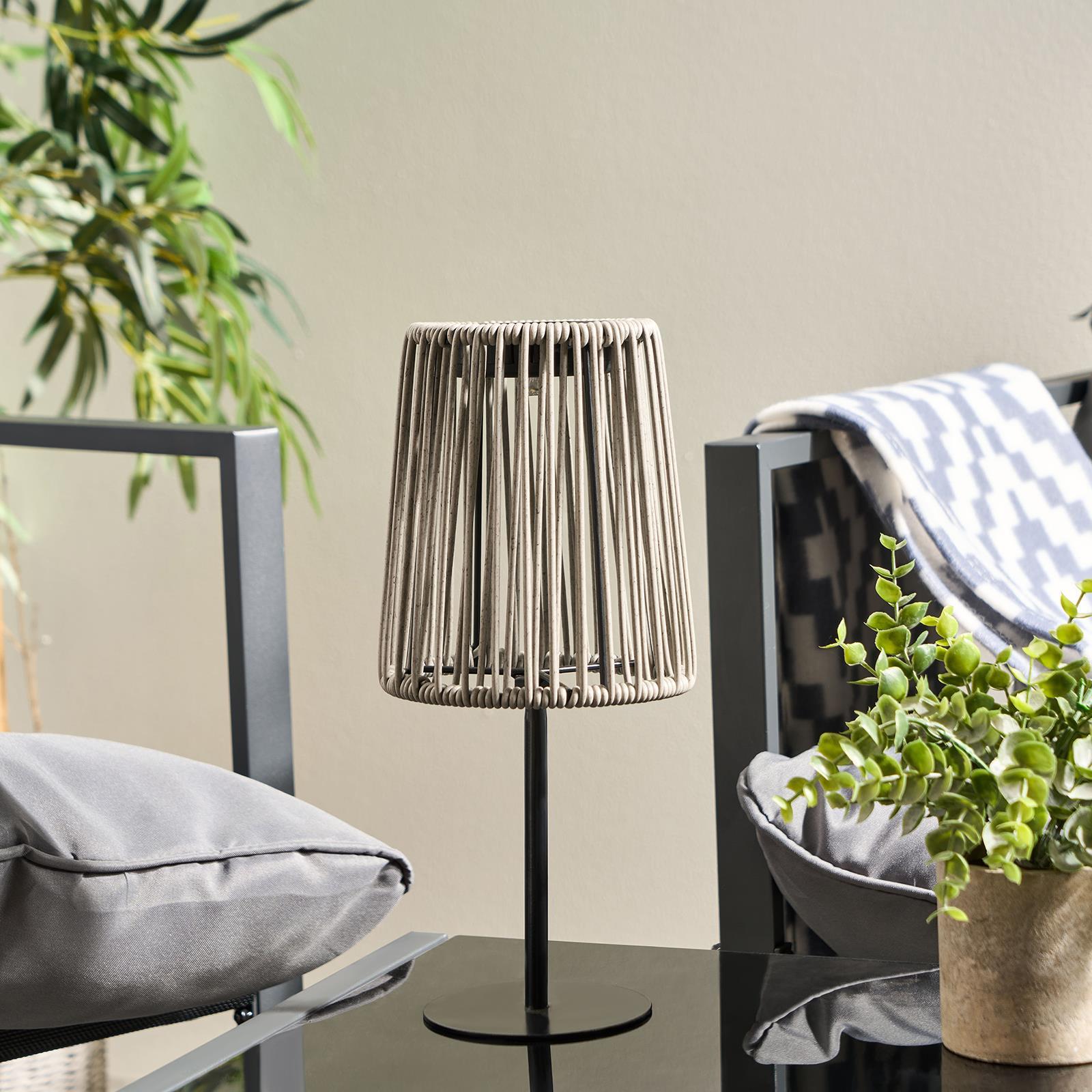 OHS Solar Table Lamp Rattan Cordless Outdoor Garden Light Dusk Sensor