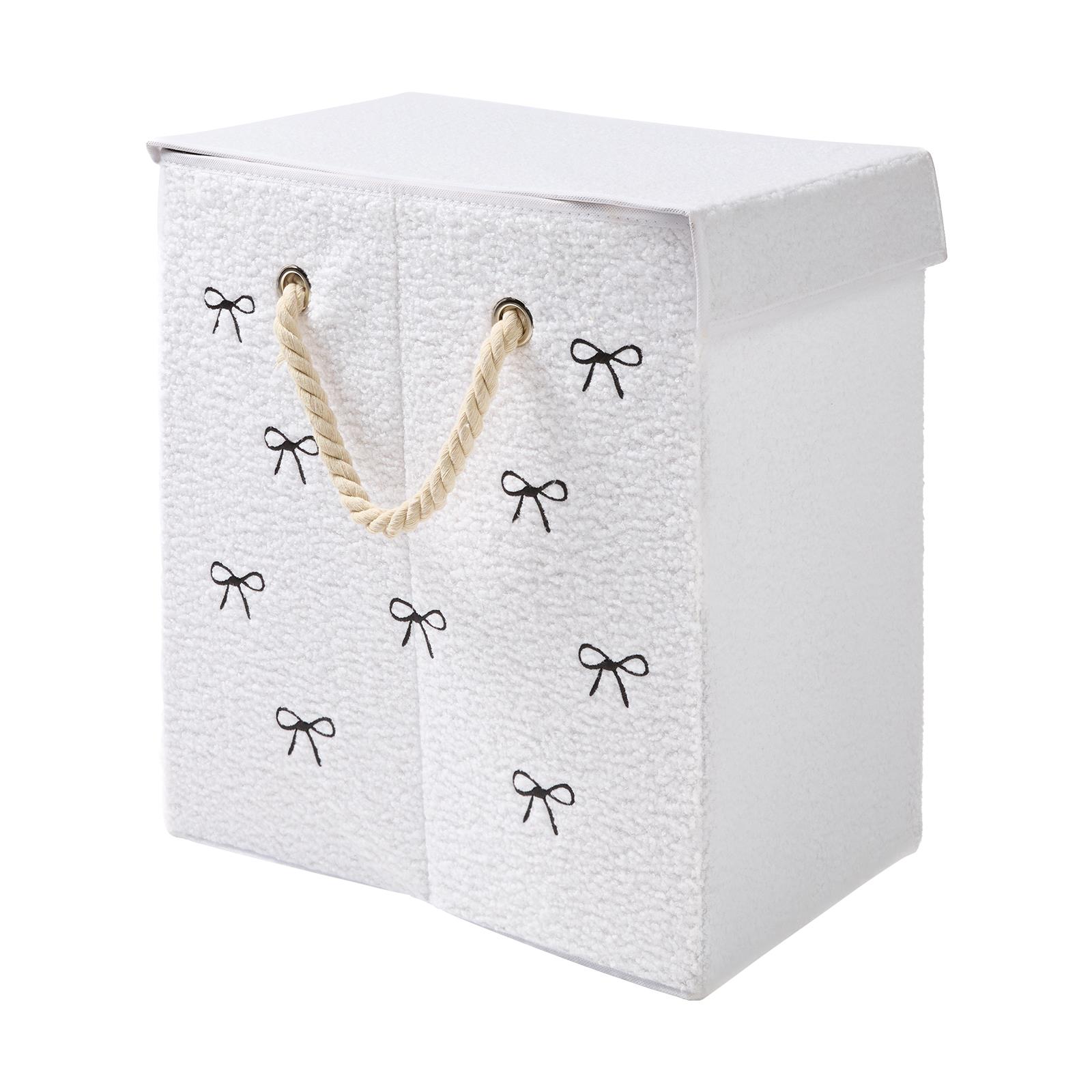 OHS Boucle Laundry Basket Foldable Clothing Hamper Washing Storage Bin