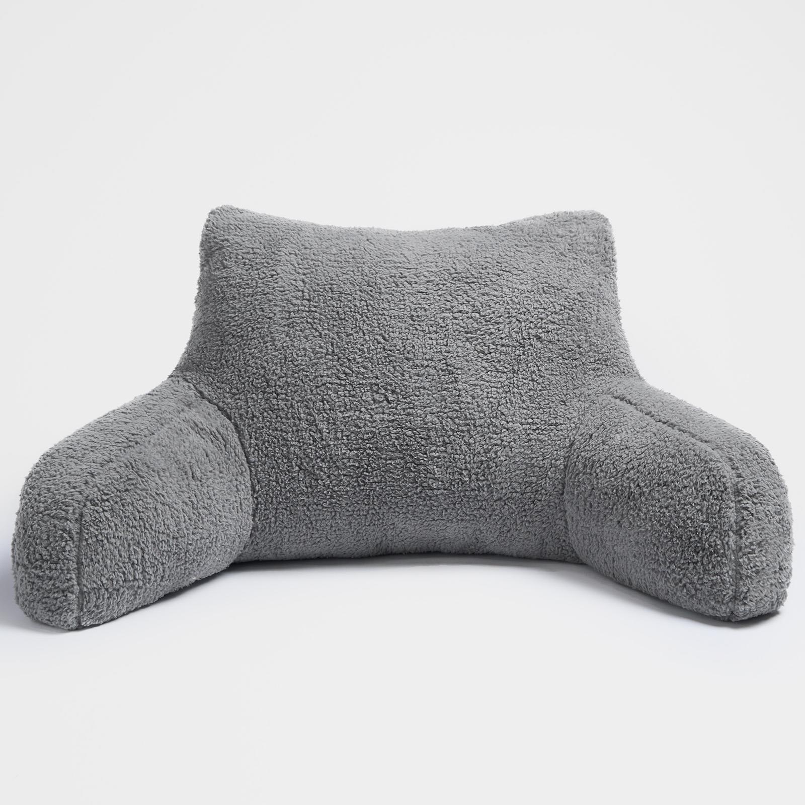 Teddy Fleece Bed Reading Cushion Pillow with Arms Lumbar Chair Back Rest Support - Picture 56 of 59