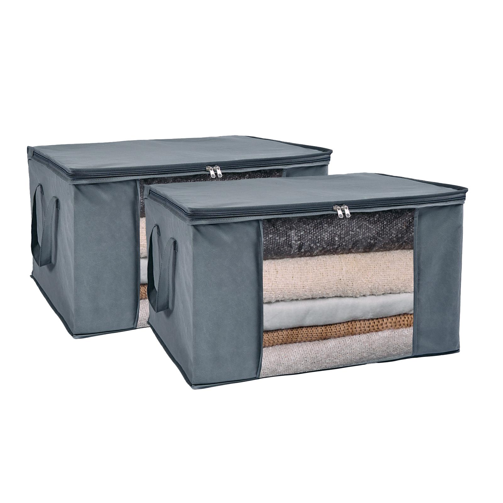 Large Underbed Storage Bags 2 Pack Clothes Shoes Organiser Folding Zipped Cube