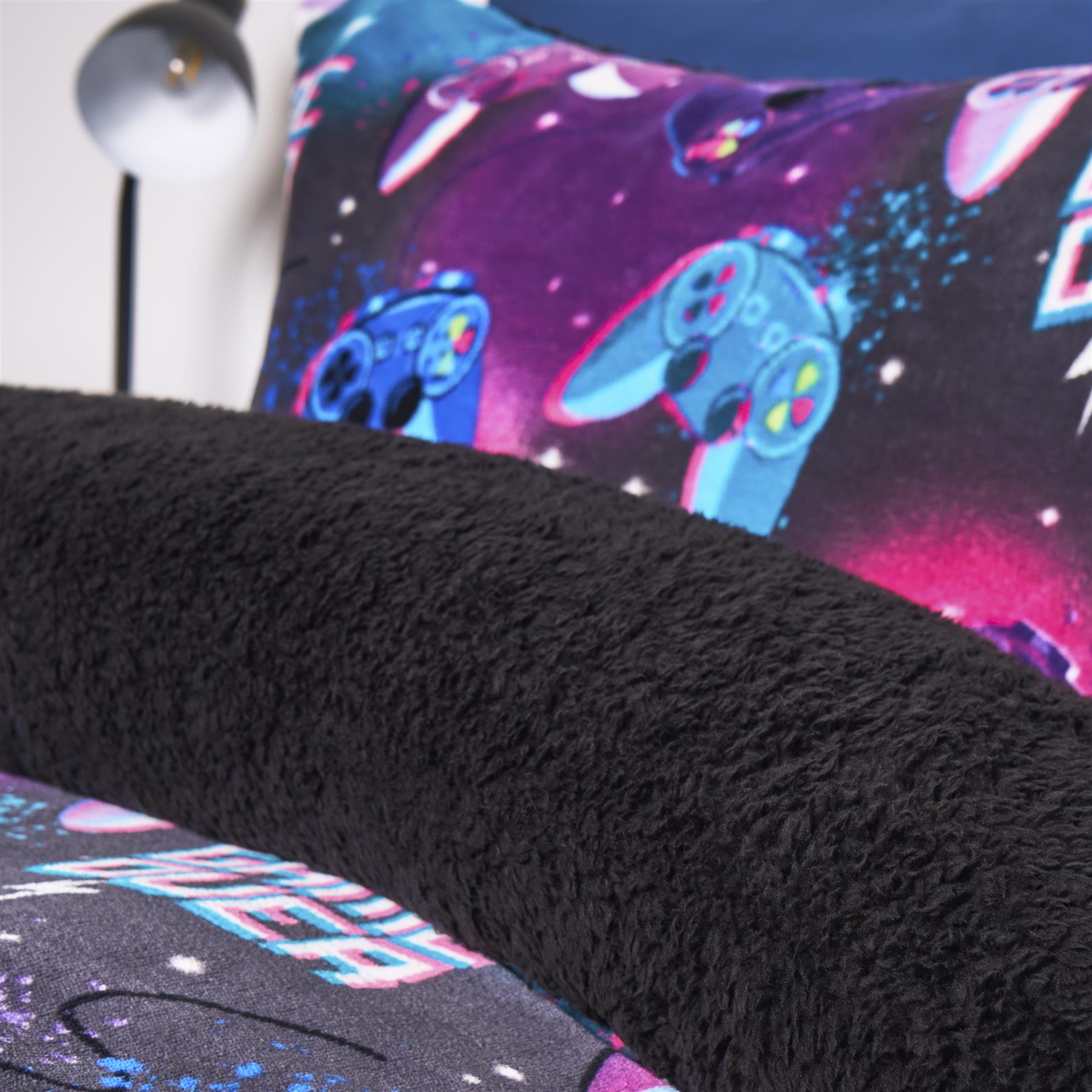 OHS Gaming Print Bedding Set Soft Thermal Fleece Duvet Cover with Pillowcase