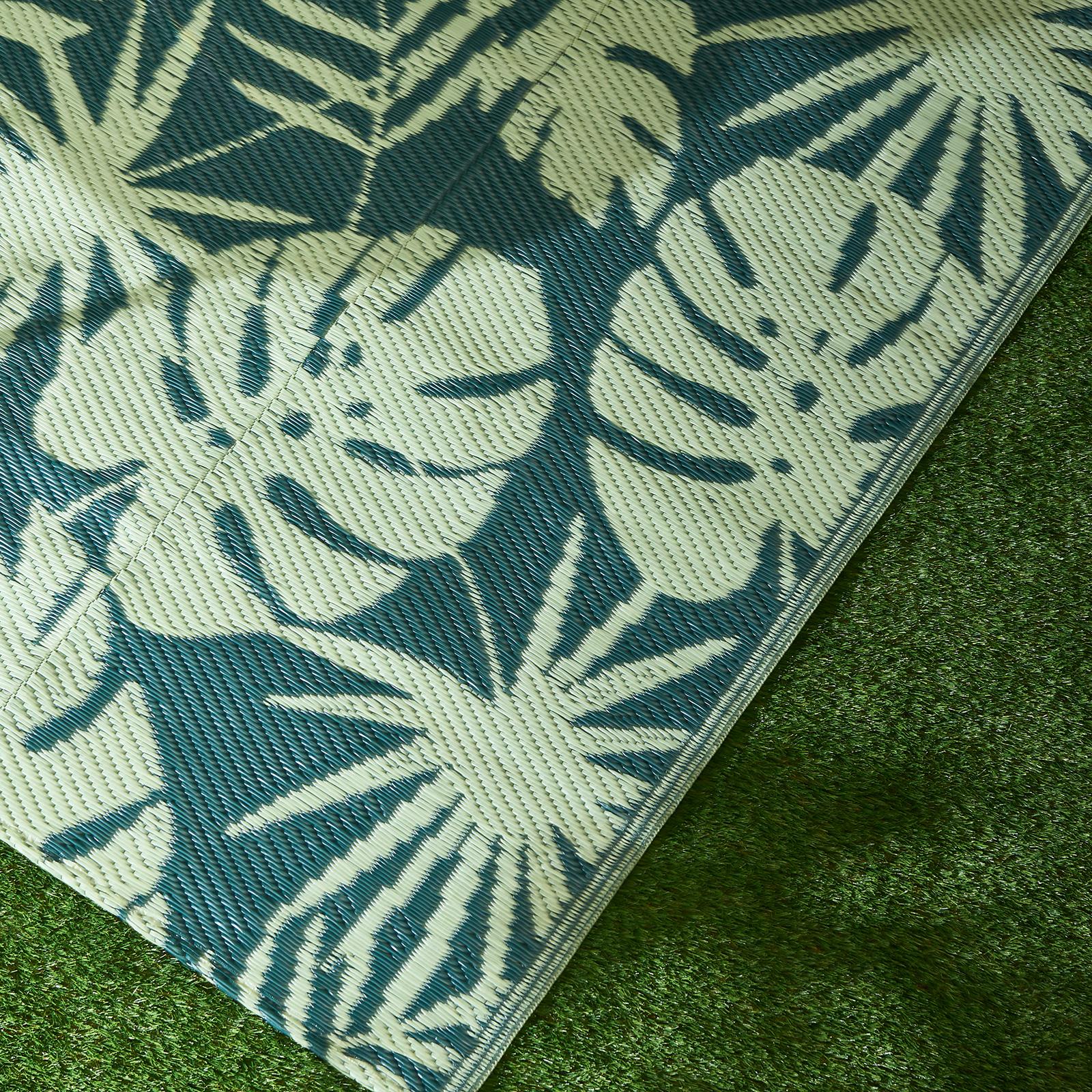 OHS Palm Print Garden Rug Outdoor Waterproof Area Mat Patio Decor
