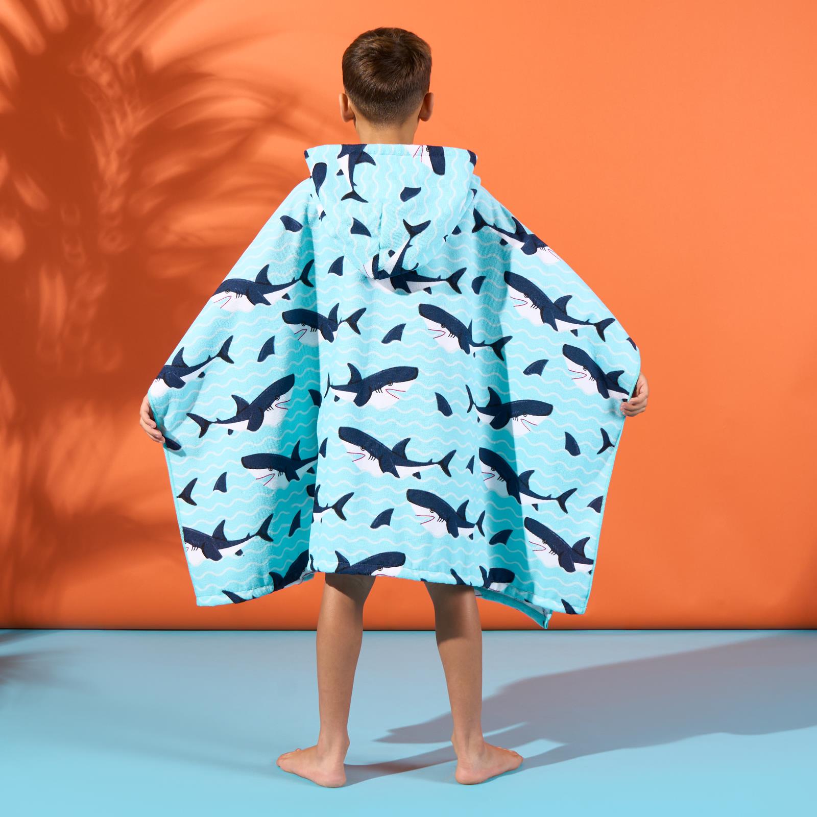 Kids Poncho Beach Towel Hooded Quick Dry Microfibre Holiday Swimming Absorbent - Picture 79 of 139