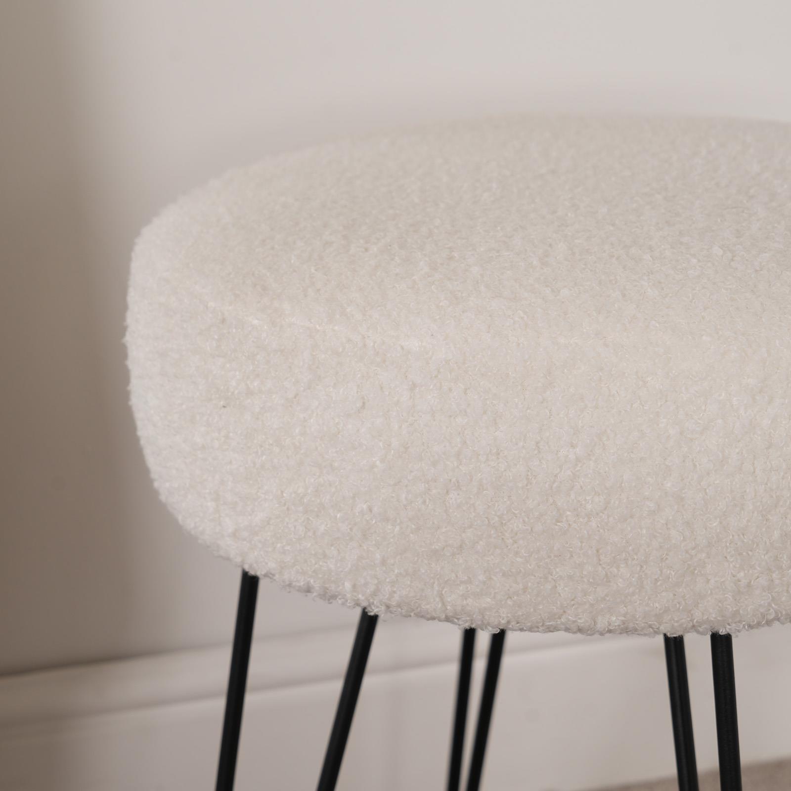 Stool Boucle Fleece Chair Dressing Table Vanity Seat Pouffe Home Spa Foot Rest