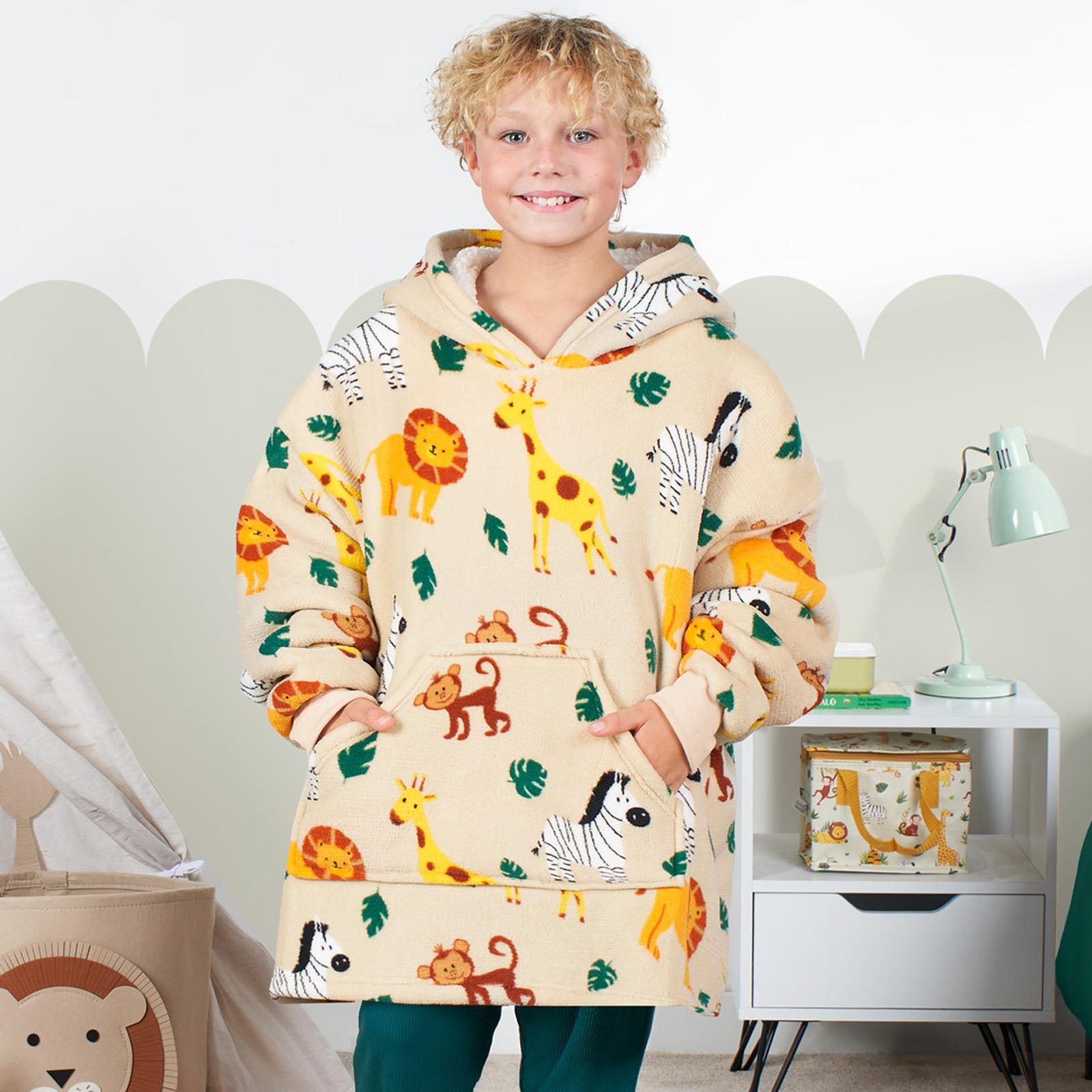 Kids Hoodie Blanket Oversized Sherpa Fleece Jumper Sweatshirt Soft Warm Throw - Picture 65 of 169