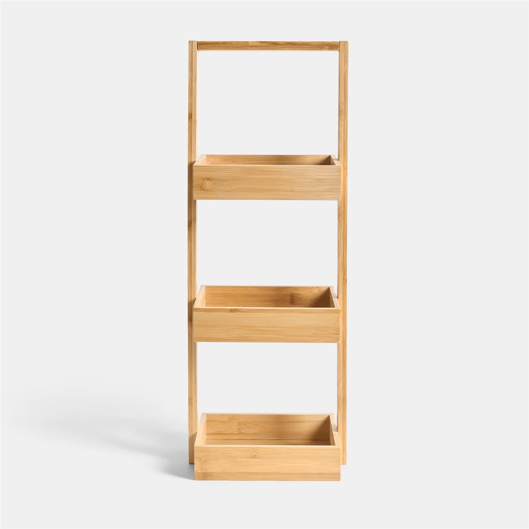 OHS Bamboo Bathroom Caddy 3 Tier Freestanding Shower Storage Organiser