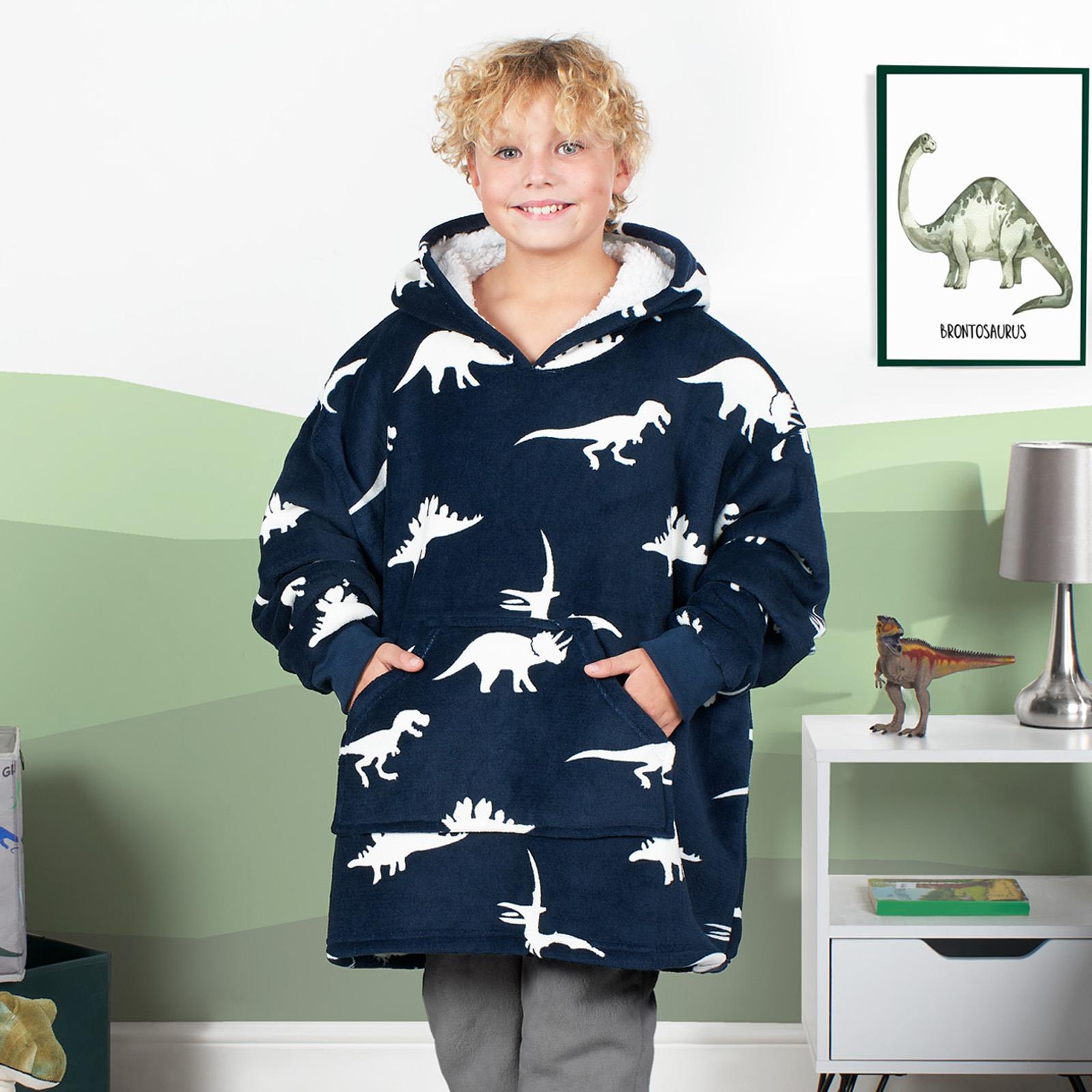 Kids Hoodie Blanket Oversized Sherpa Fleece Jumper Sweatshirt Soft Warm Throw - Picture 86 of 169