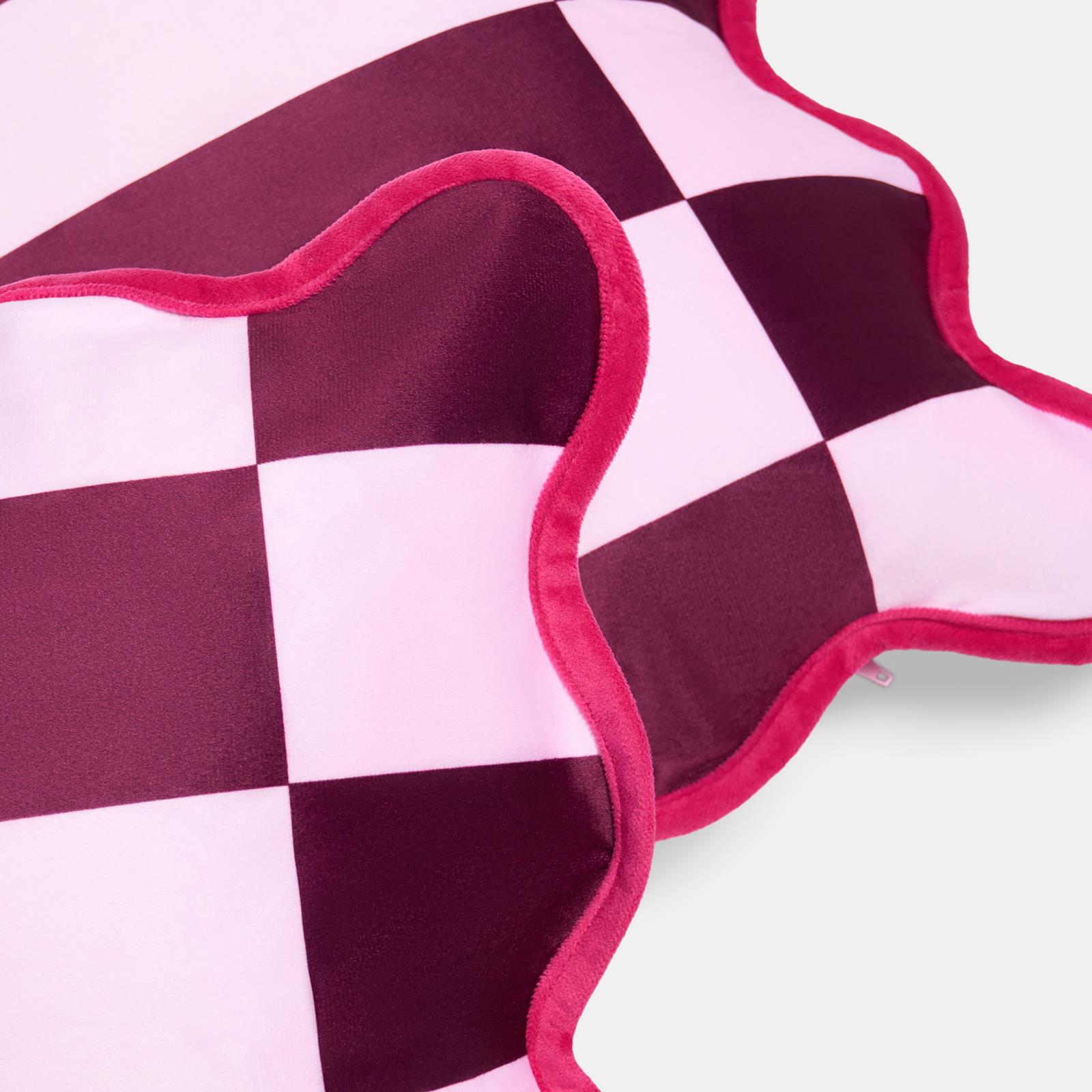 OHS Checkerboard Cushion Covers Scallop Edge Matte Velvet Square Pillowcases