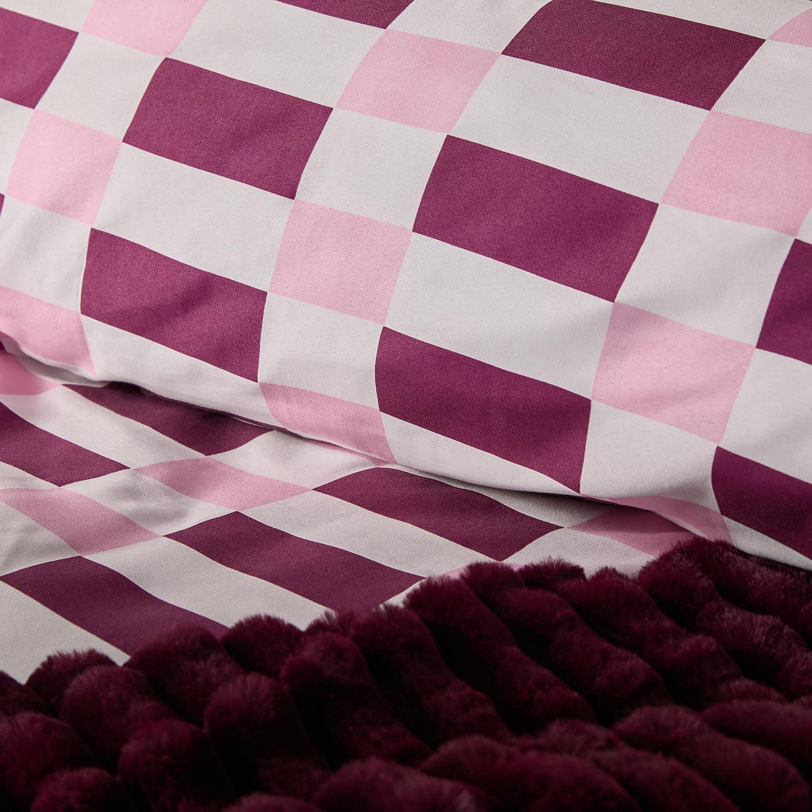 OHS Checkerboard Print Bedding Set Microfibre Duvet Cover with Pillowcase