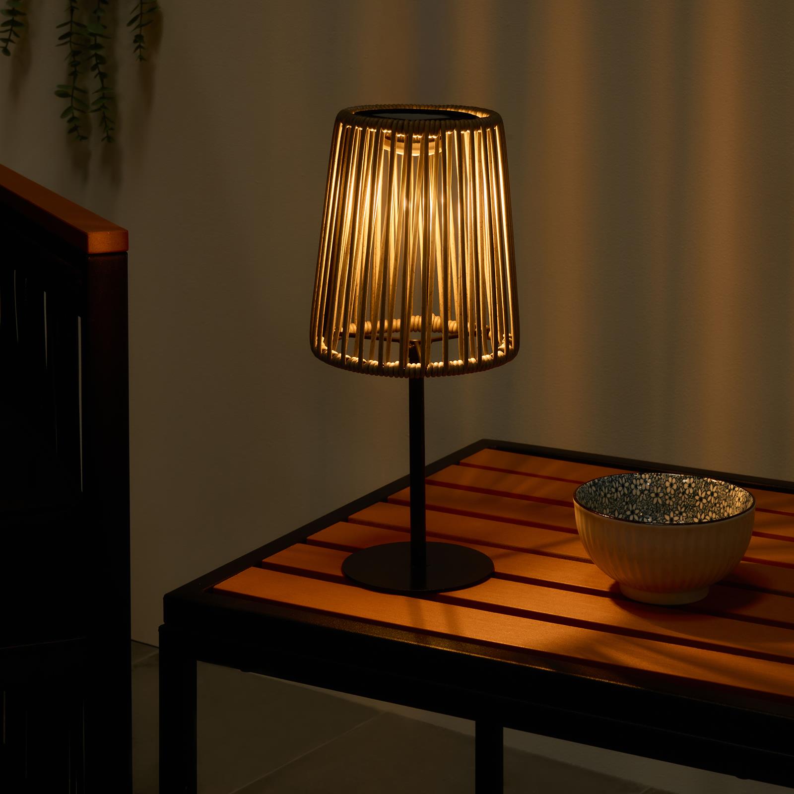 OHS Solar Table Lamp Rattan Cordless Outdoor Garden Light Dusk Sensor