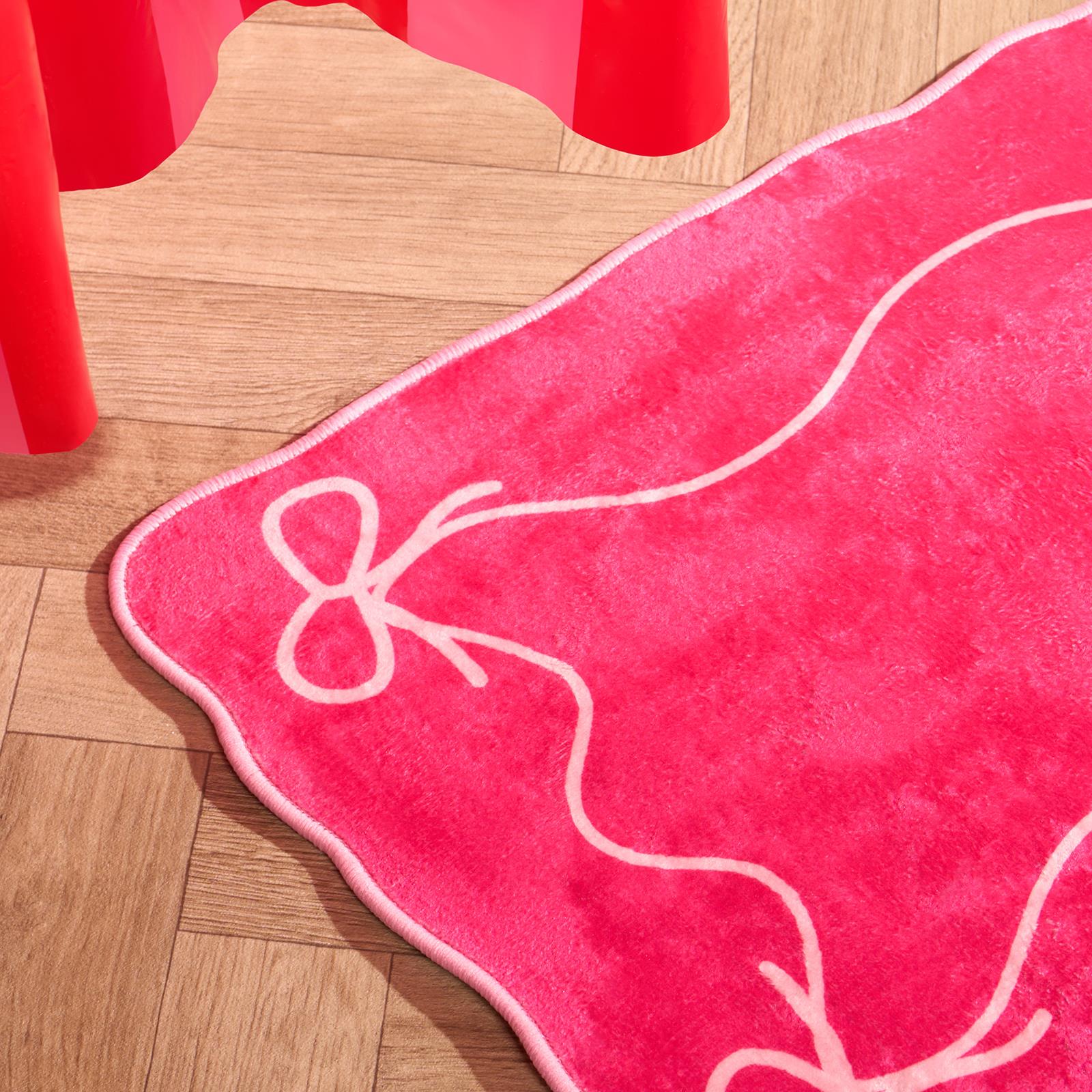 OHS Bows Bath Mat Soft Velvet Quick Dry Non-Slip Bathroom Shower Rug