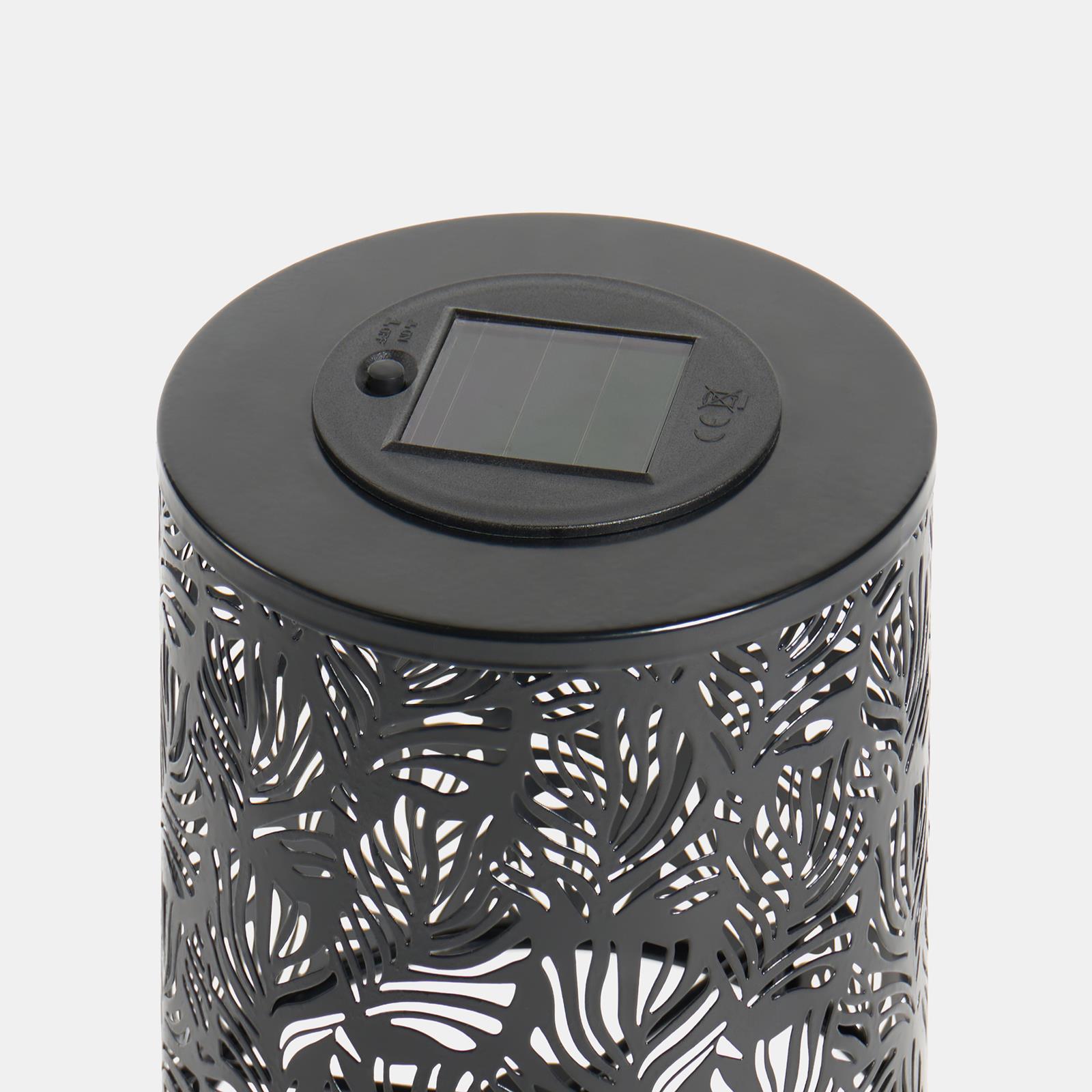 OHS Solar Table Lamp Carved Metal Cordless Outdoor Garden Light Dusk Sensor