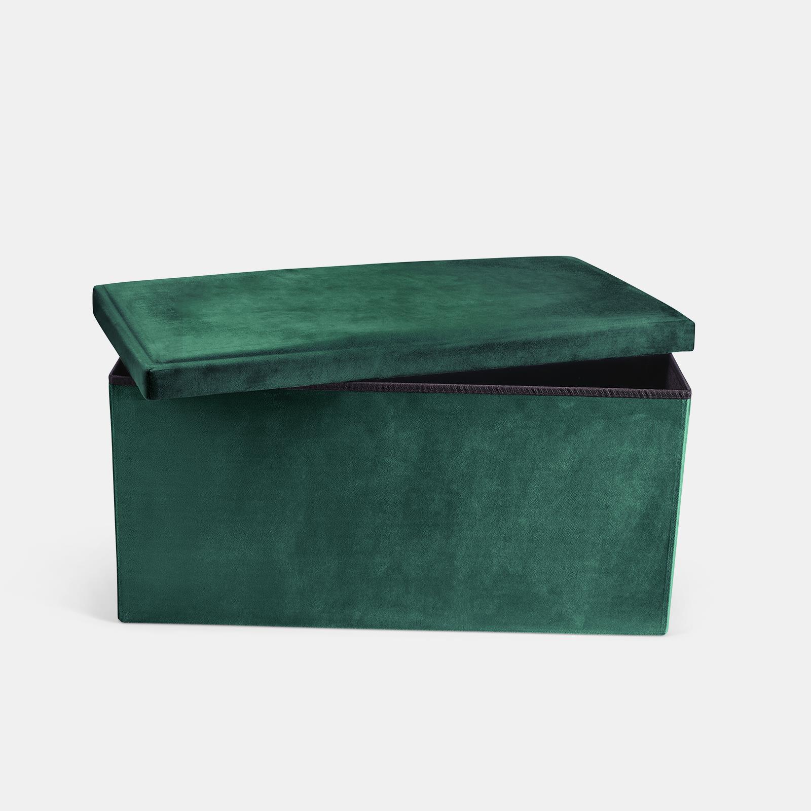 OHS Folding Ottoman Storage Box Footstool Tub Space Saving Velvet Seat