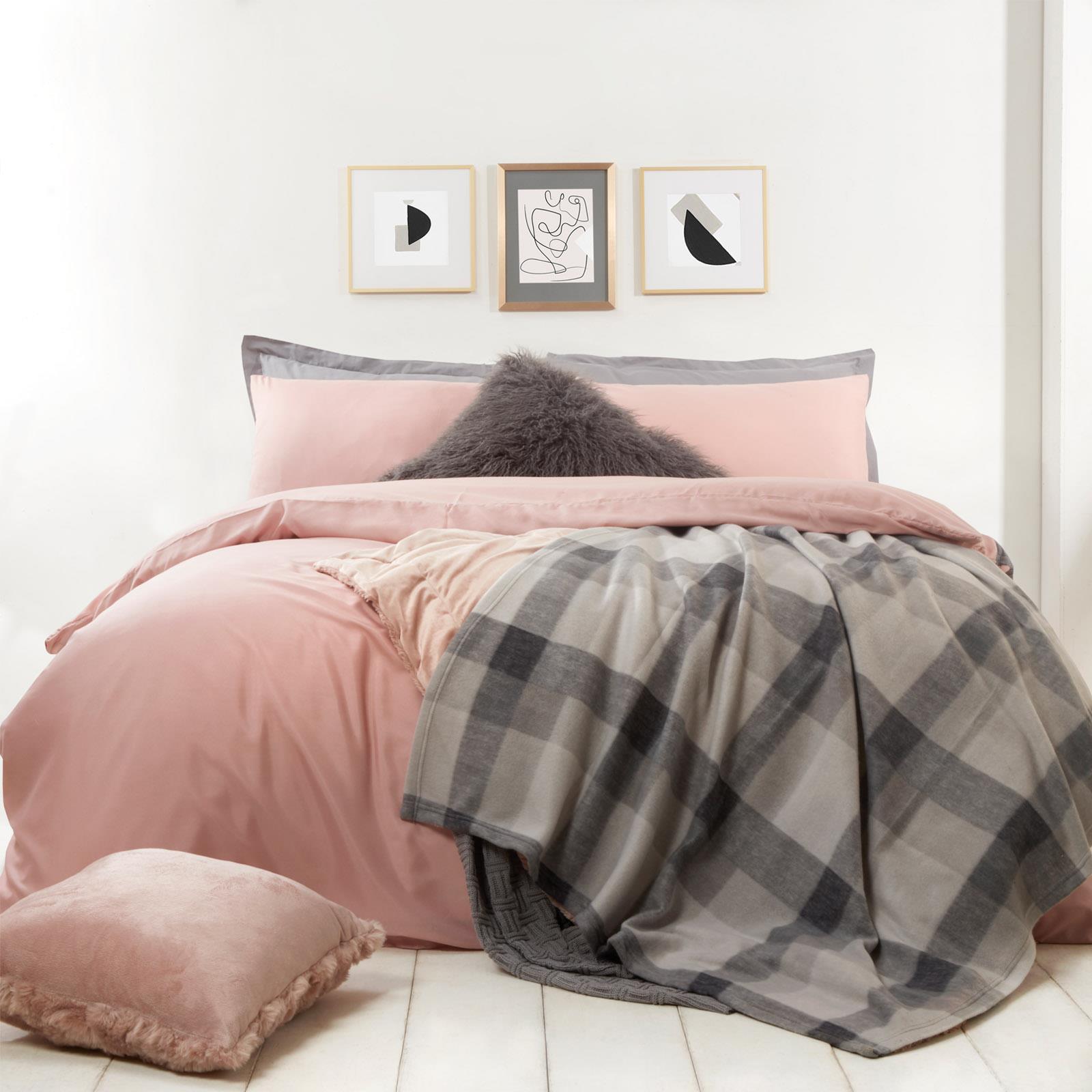 Dreamscene Tartan Check Throw Over Bed Warm Soft Blanket, Grey 120 x