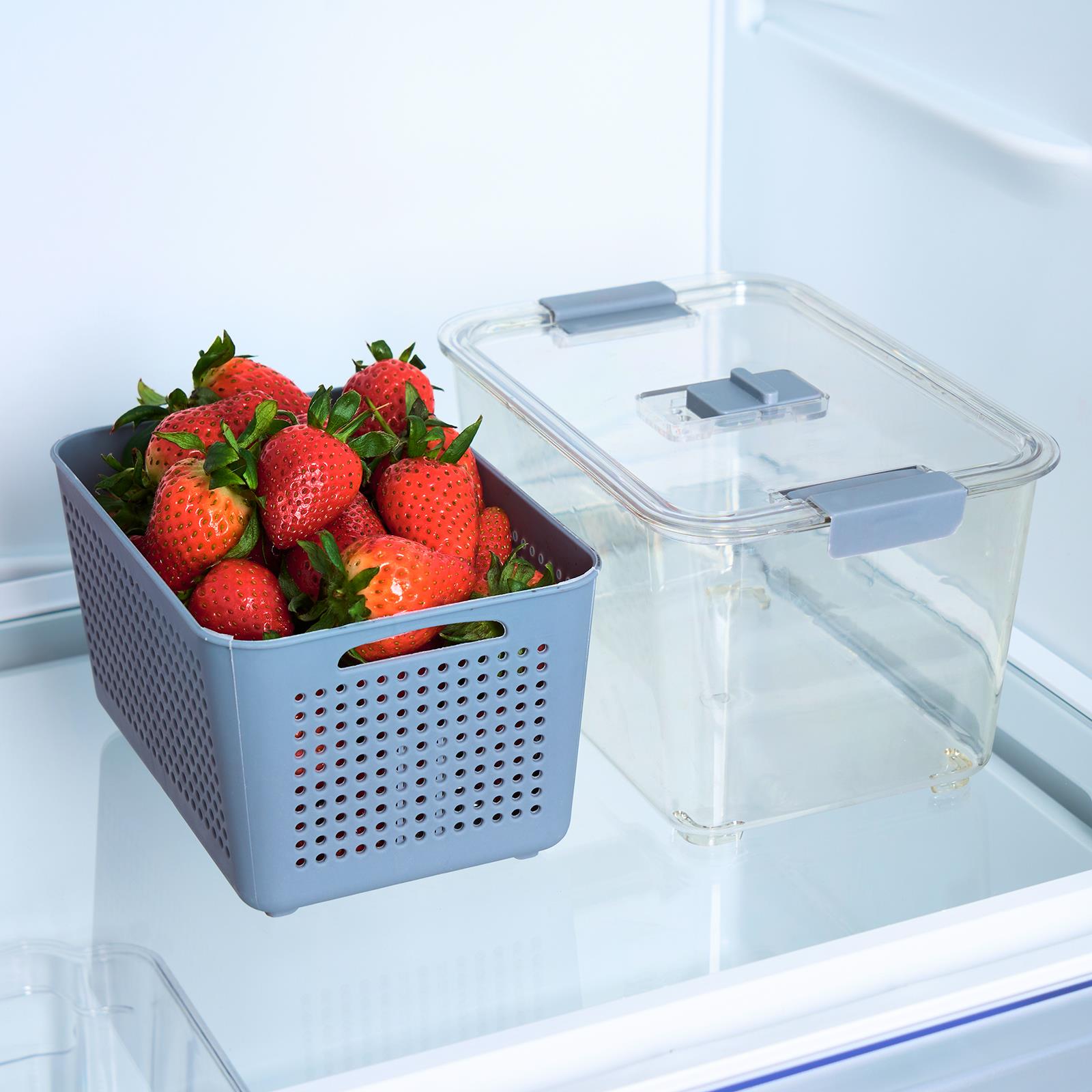 OHS Fridge Container with Lid BPA Free Plastic Food Storage Removable Basket
