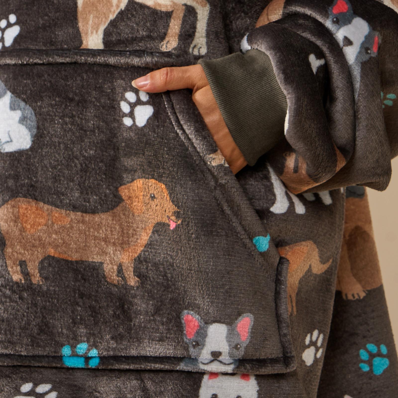 Dog Hoodie Blanket Oversized Cat Paw Plush Super Soft Giant Warm Wearable Throw - Picture 12 of 18