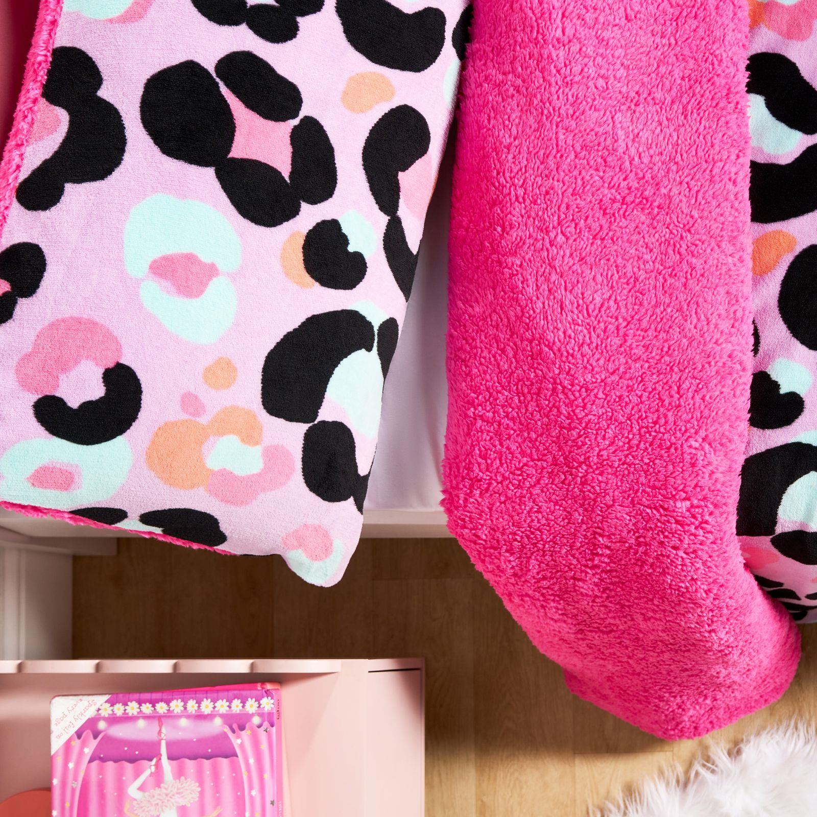 OHS Leopard Bedding Set Sherpa Fleece Reversible Duvet Cover with Pillowcase