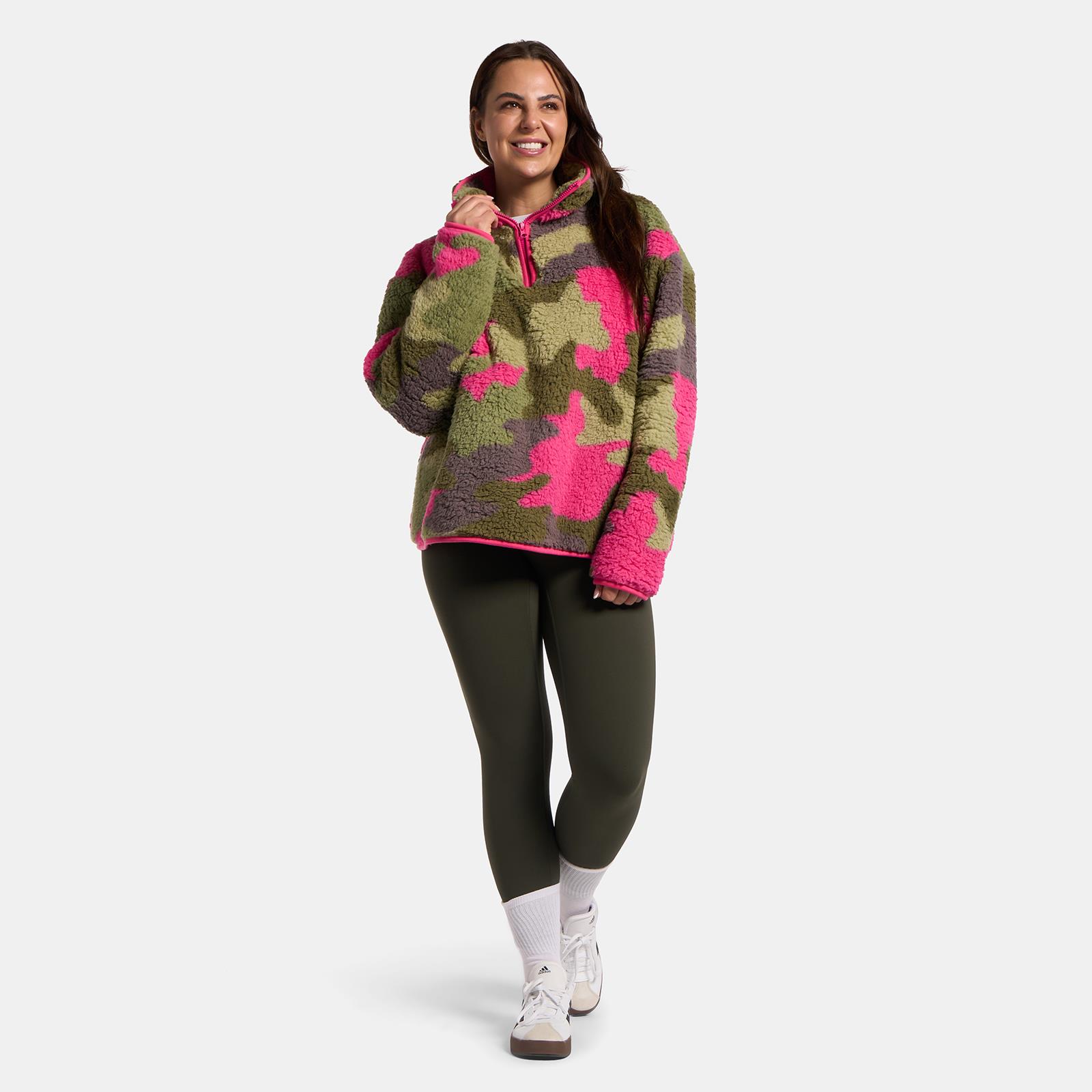 OHS Camo Half Zip Hoodie Teddy Fleece Winter Thermal Jumper Pullover Sweatshirt