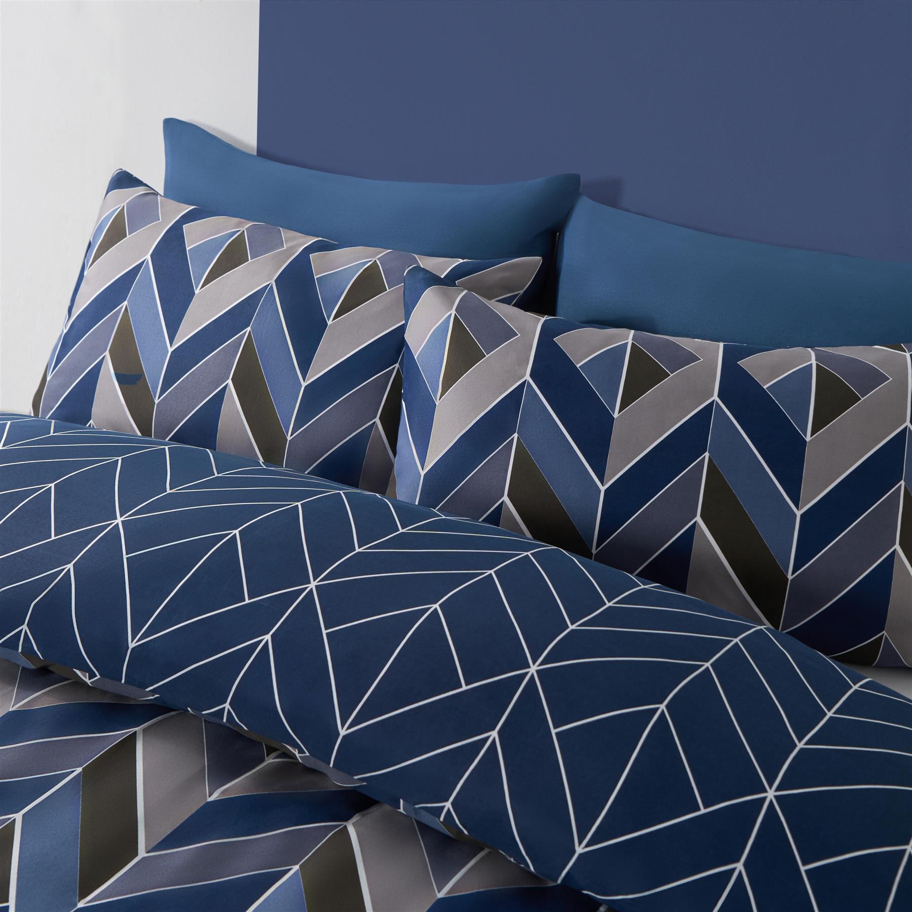 Geo Duvet Cover Bedding Set Pillowcase Reversible Quilt Soft Chevron Double King