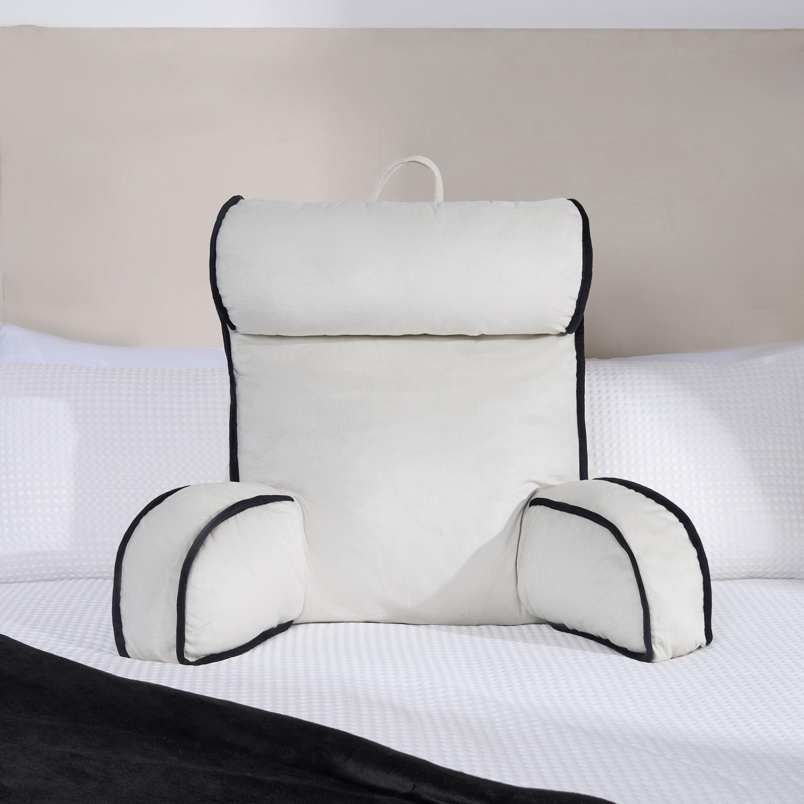OHS Piped Edge Reading Pillow with Head Rest Super Soft Back Support Bed Sofa