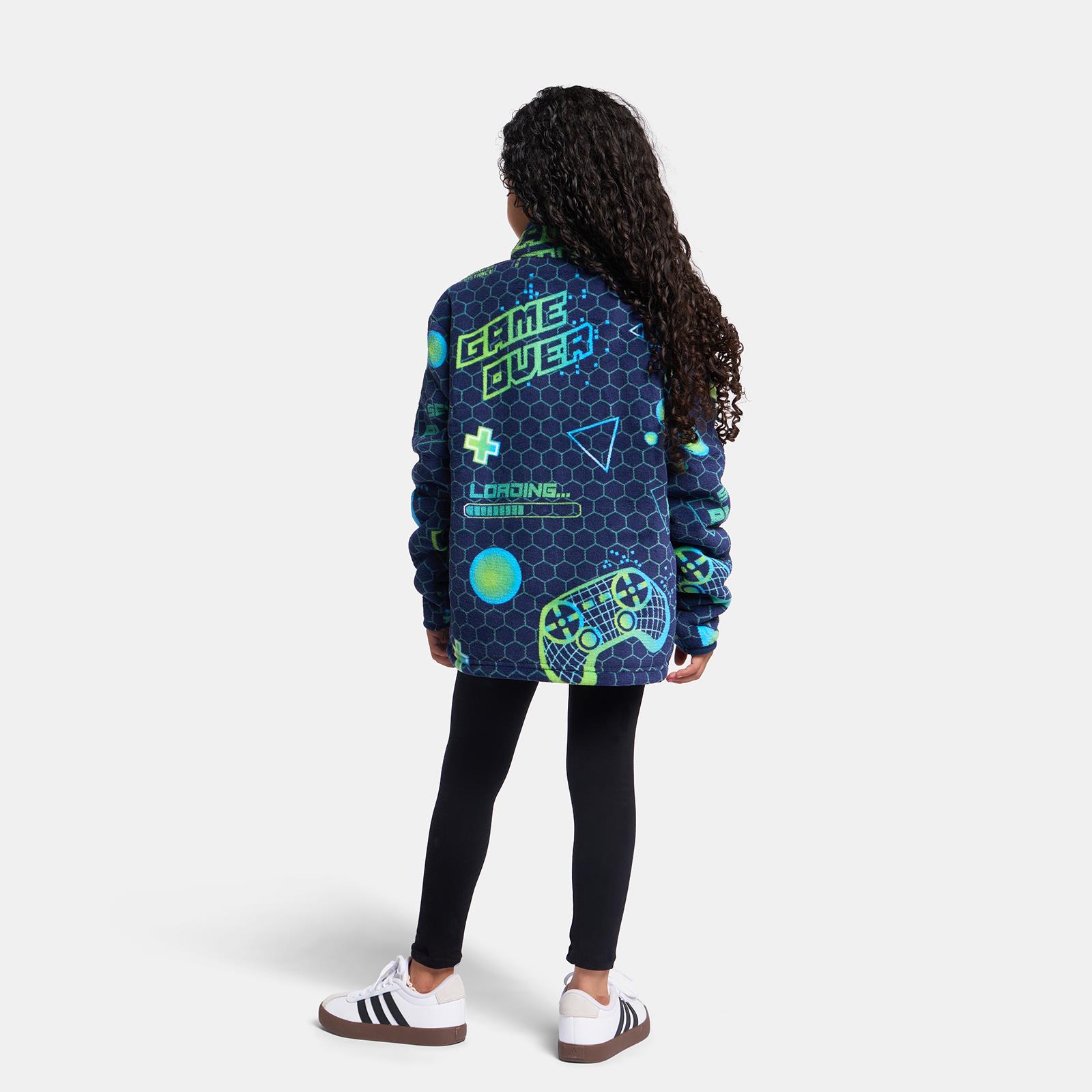 OHS Half Zip Hoodie Kids Print Oversized Sherpa Jumper Pullover Sweatshirt
