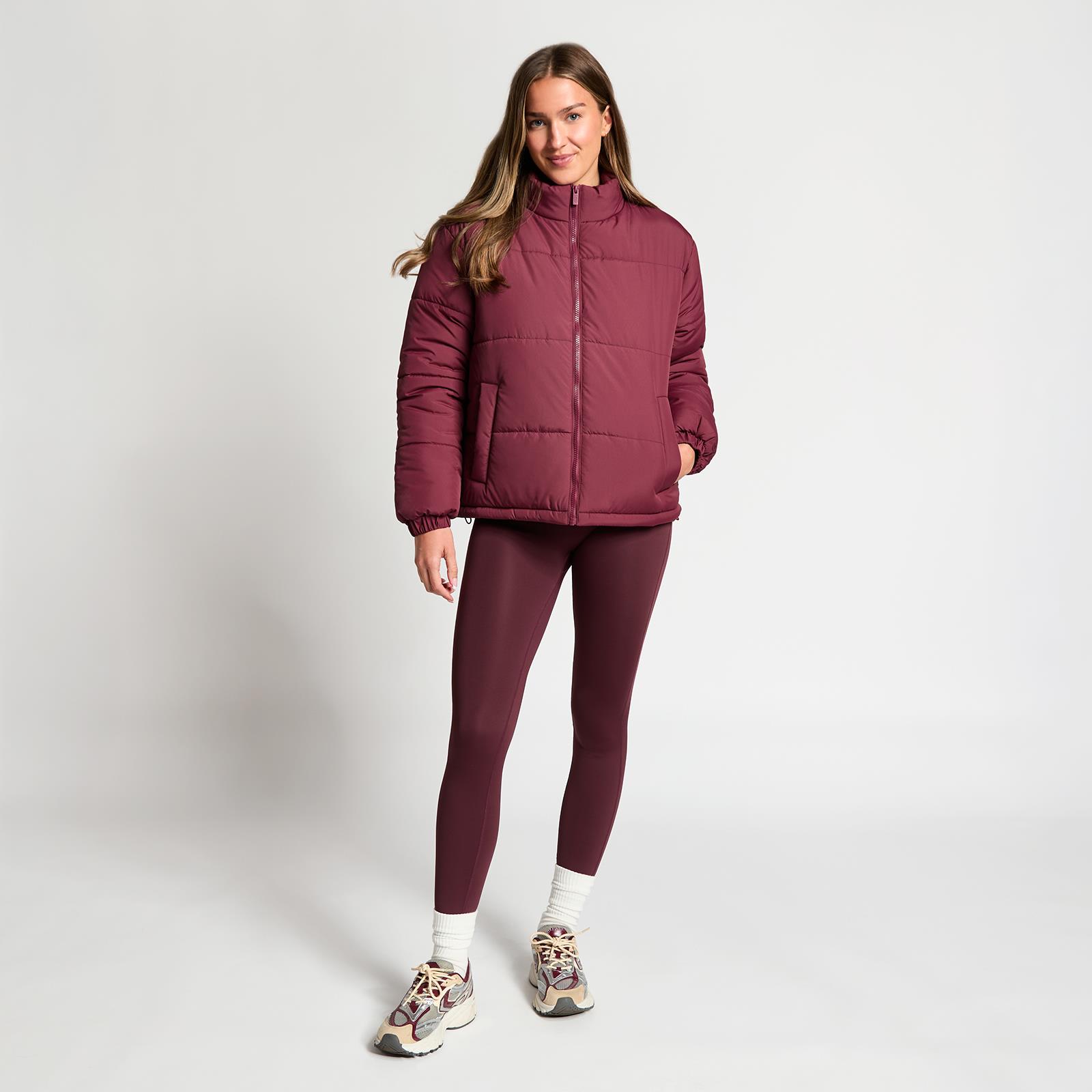 OHS Puffer Jacket Windproof Padded Winter Outerwear Cropped Zip Coat Hiking