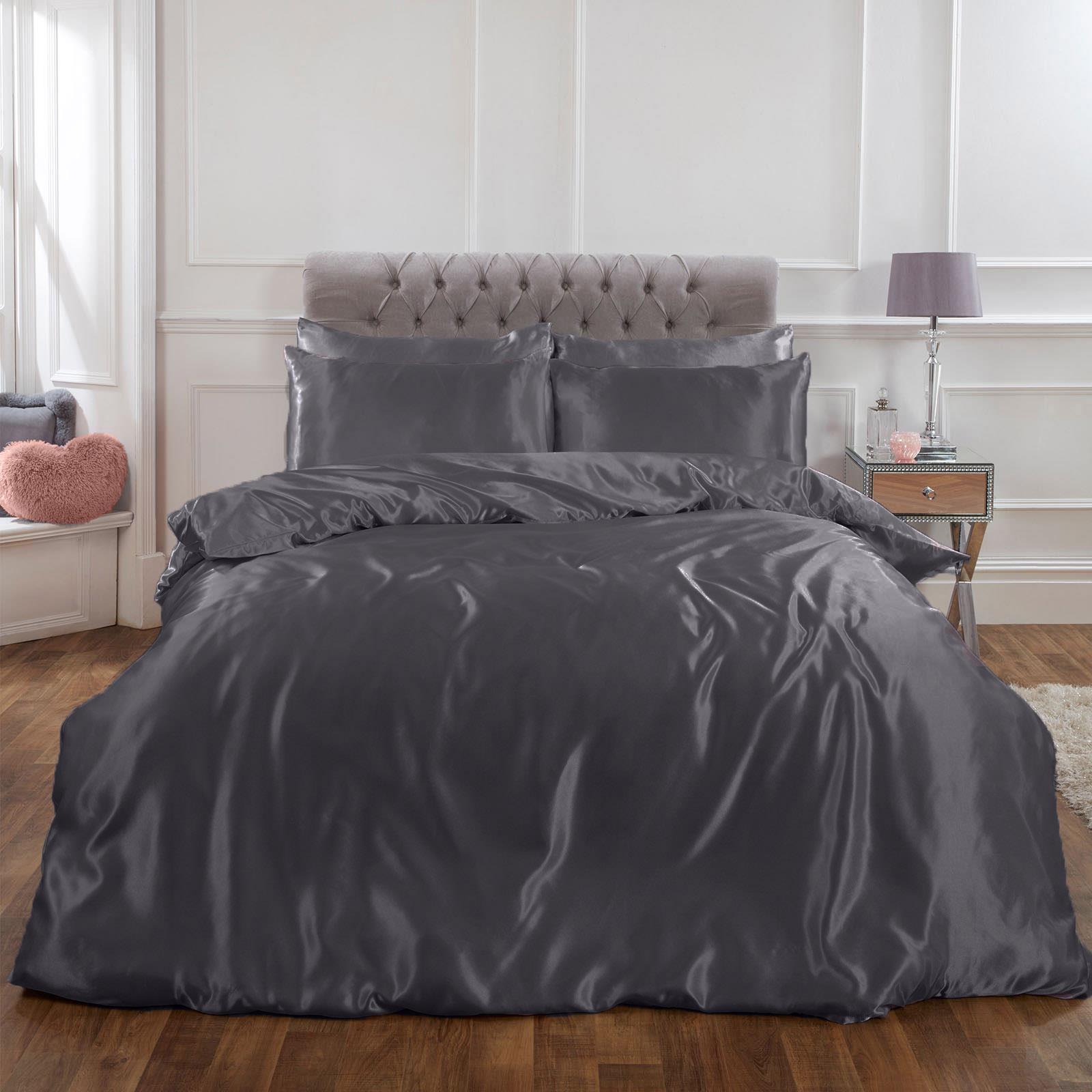 Sienna Luxury Silk Satin Duvet Cover with Pillowcases Bedding Set