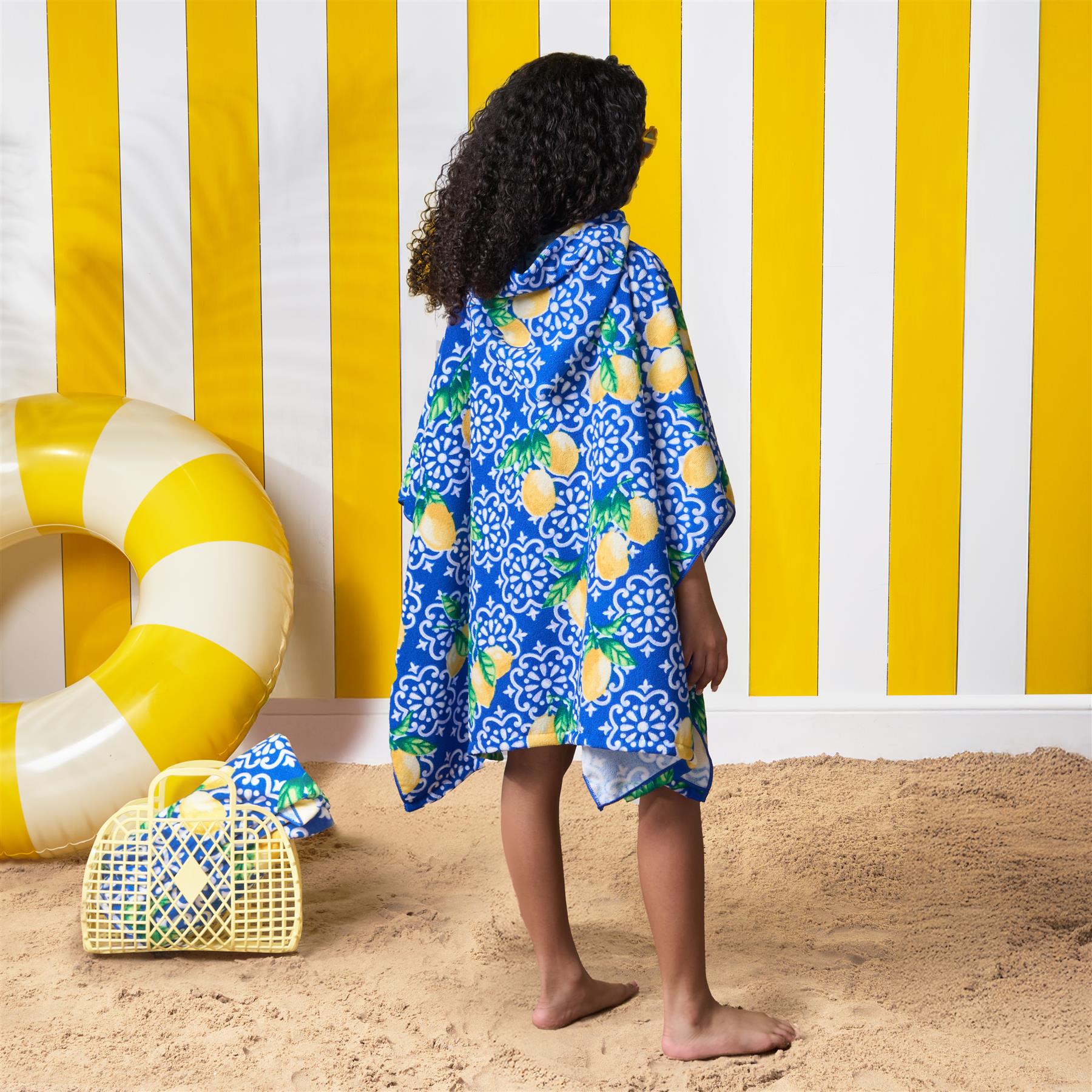 Kids Poncho Beach Towel Hooded Quick Dry Microfibre Holiday Swimming Absorbent - Picture 66 of 139
