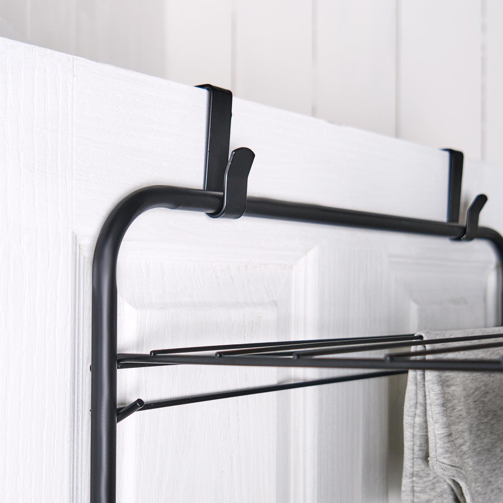 Over The Door Tiered Foldable Drying Rack Towel Storage Organiser Rail Hanger
