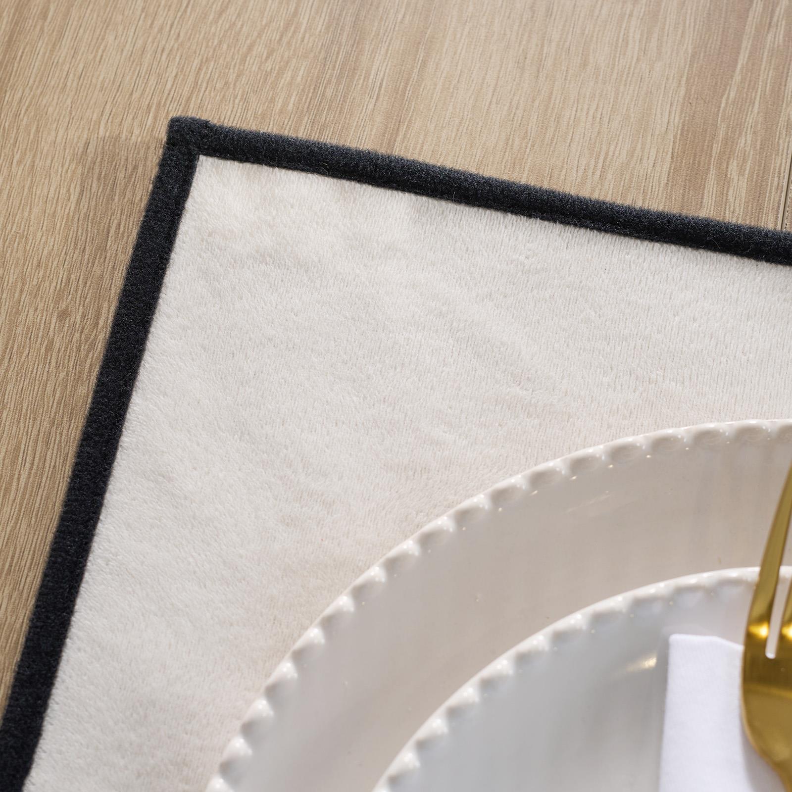 OHS Piped Trim Table Mats Runner Set Matte Velvet Placemats Home Decor