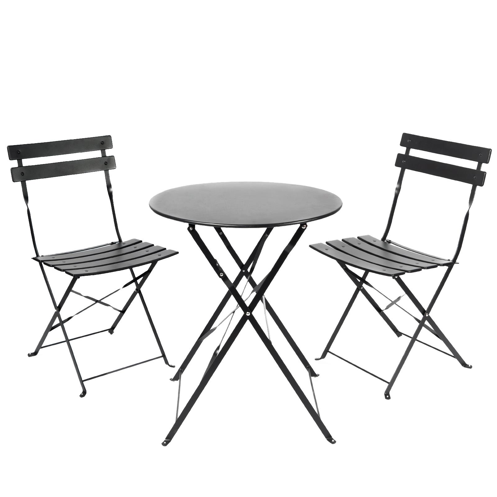 Outdoor Garden Furniture Patio Balcony Bistro Set Metal Table Chair Folding 3 PC - Picture 10 of 31