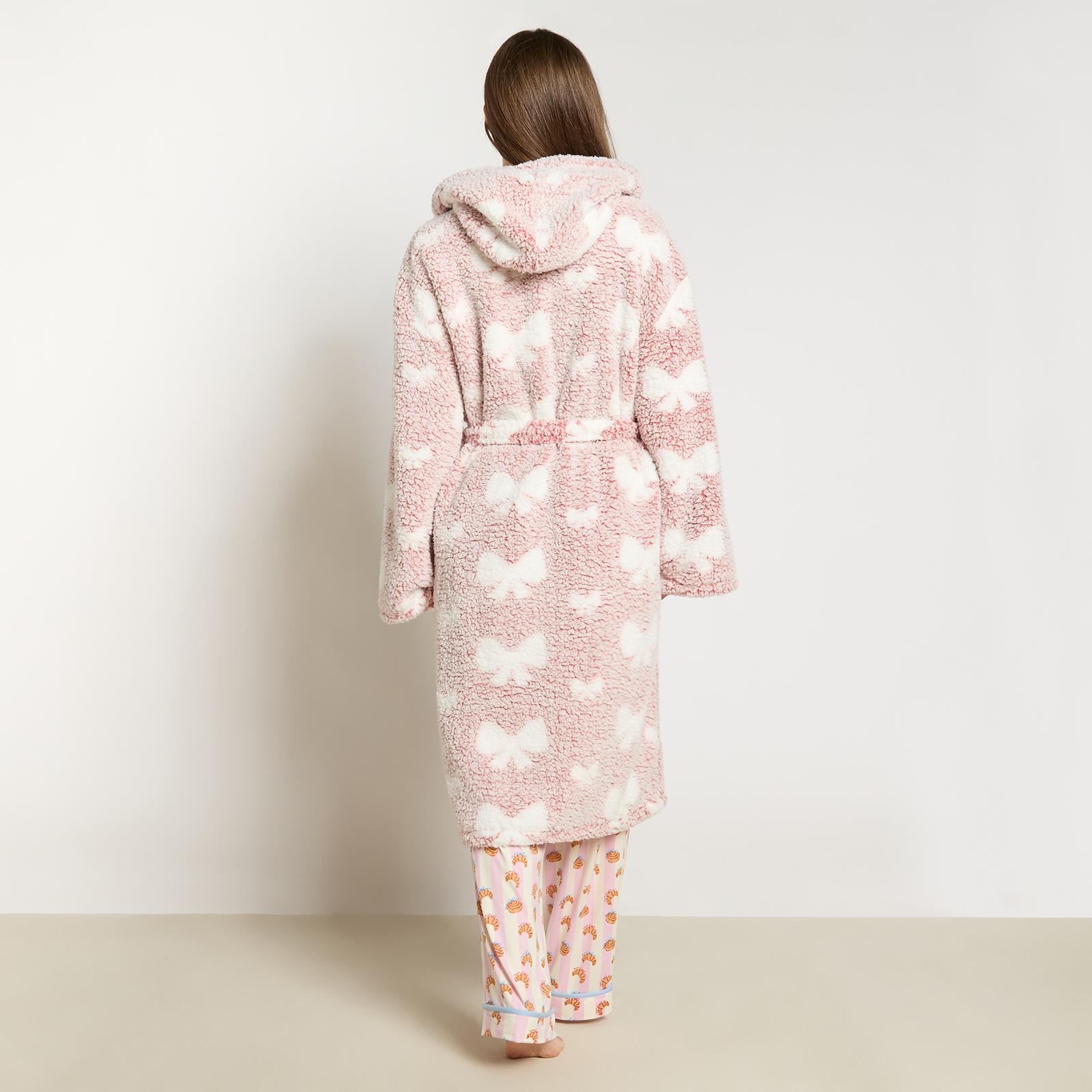 OHS Teddy Marl Dressing Gown Prints Ladies Warm Womens Loungewear Bathrobe