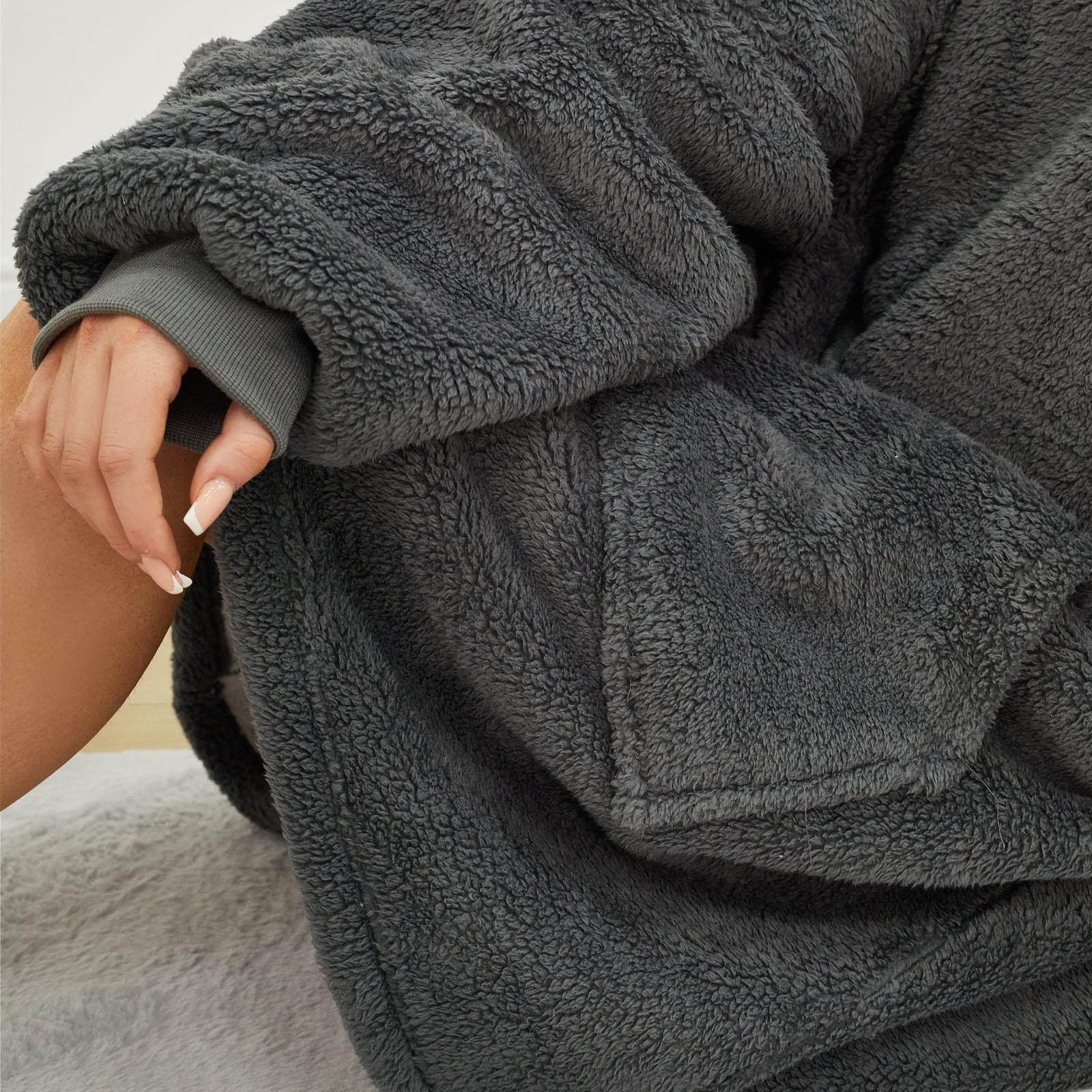 OHS Teddy Fleece Sherpa Lined Hooded Blanket Soft Oversized Adults Throw
