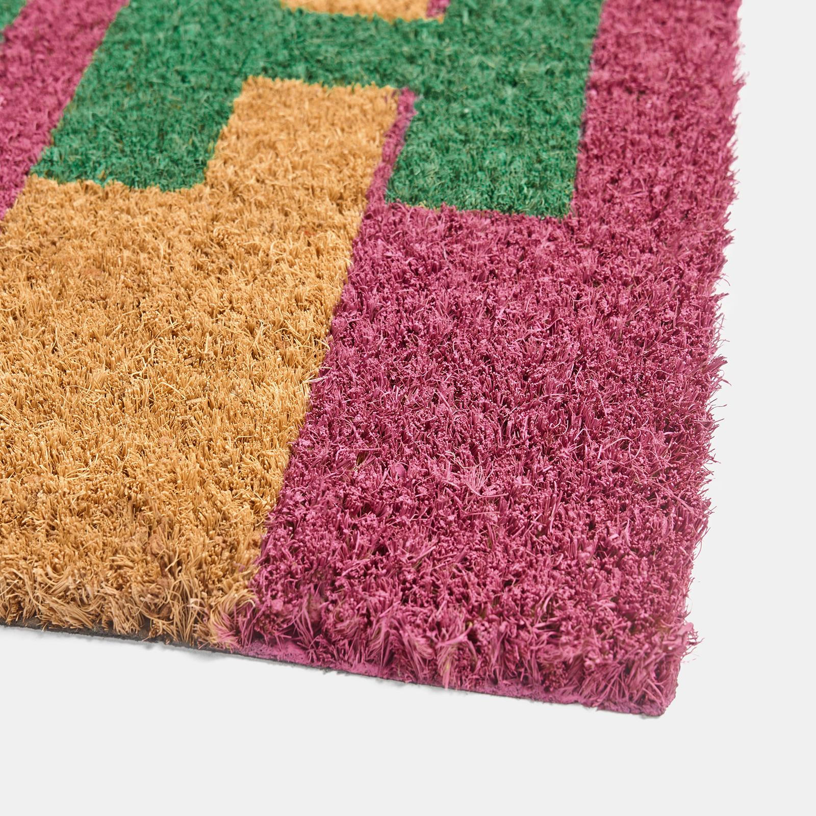 OHS Striped Doormat Hello Goodbye Slogan Non Slip Indoor Outdoor Coir Door Rug