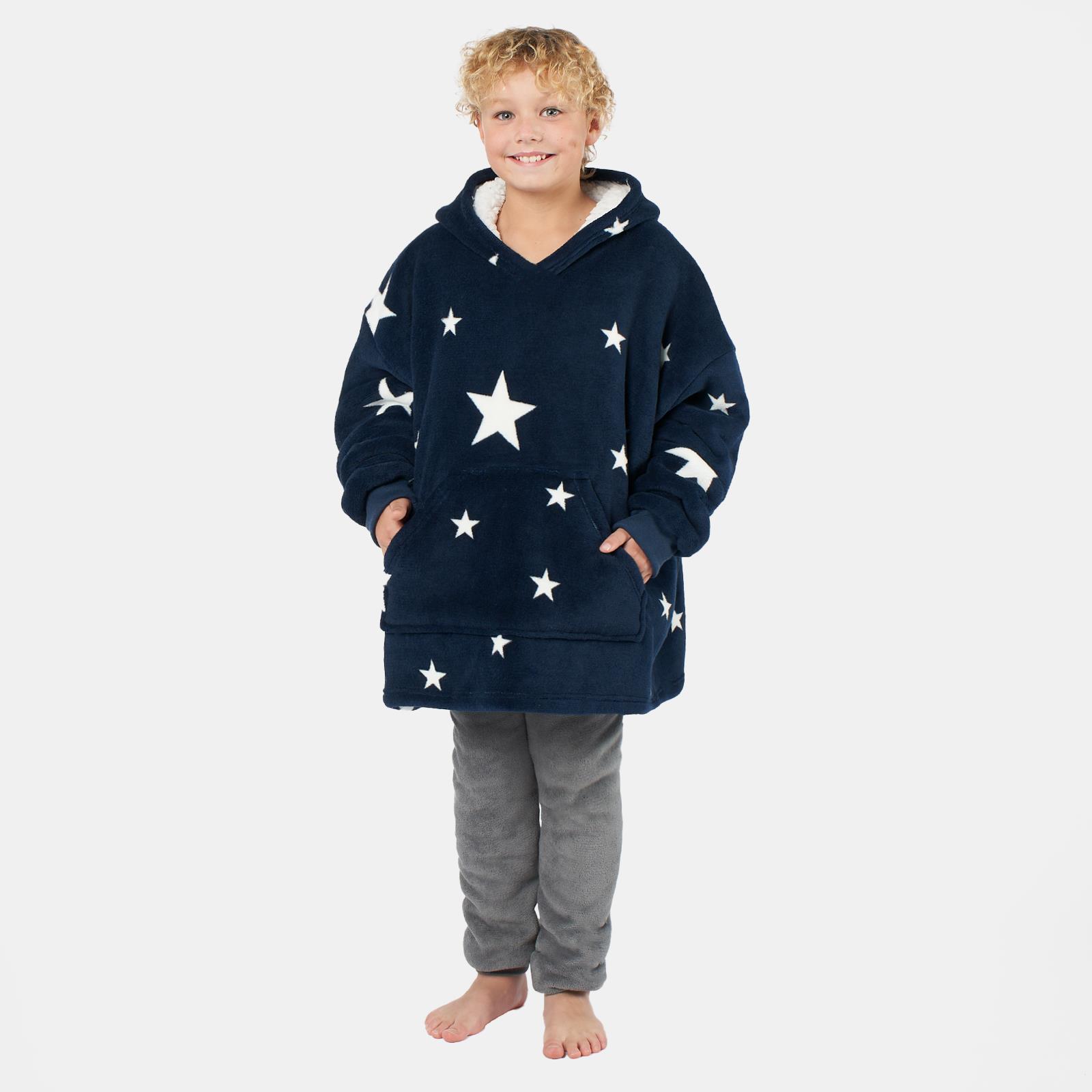 Kids Hoodie Blanket Oversized Sherpa Fleece Jumper Sweatshirt Soft Warm Throw - Picture 106 of 169