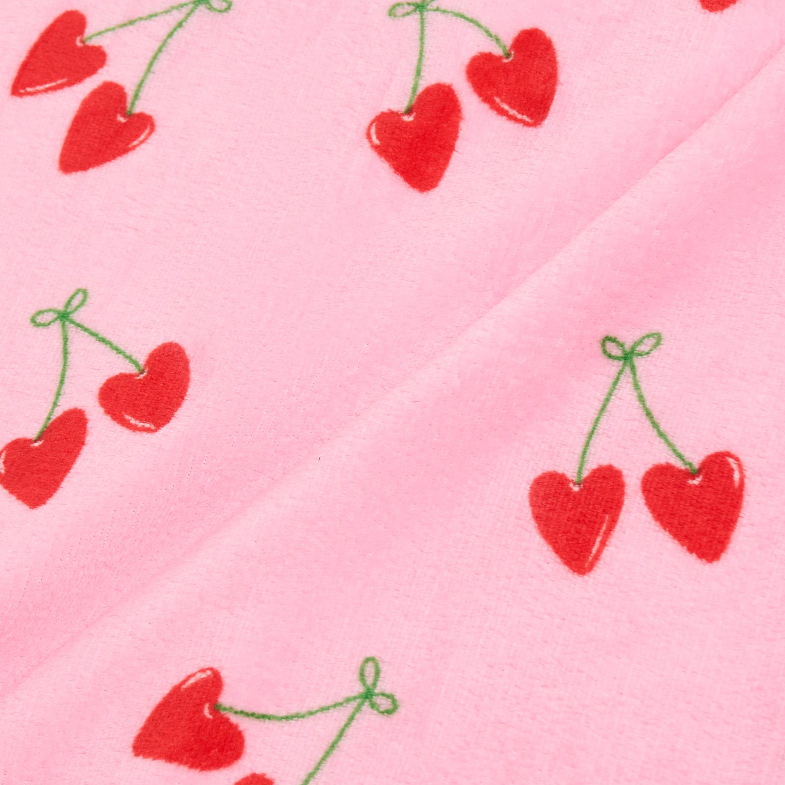 OHS Cherry Print Throw Ultra Soft Blanket Flannel Fleece Lightweight Bedspread