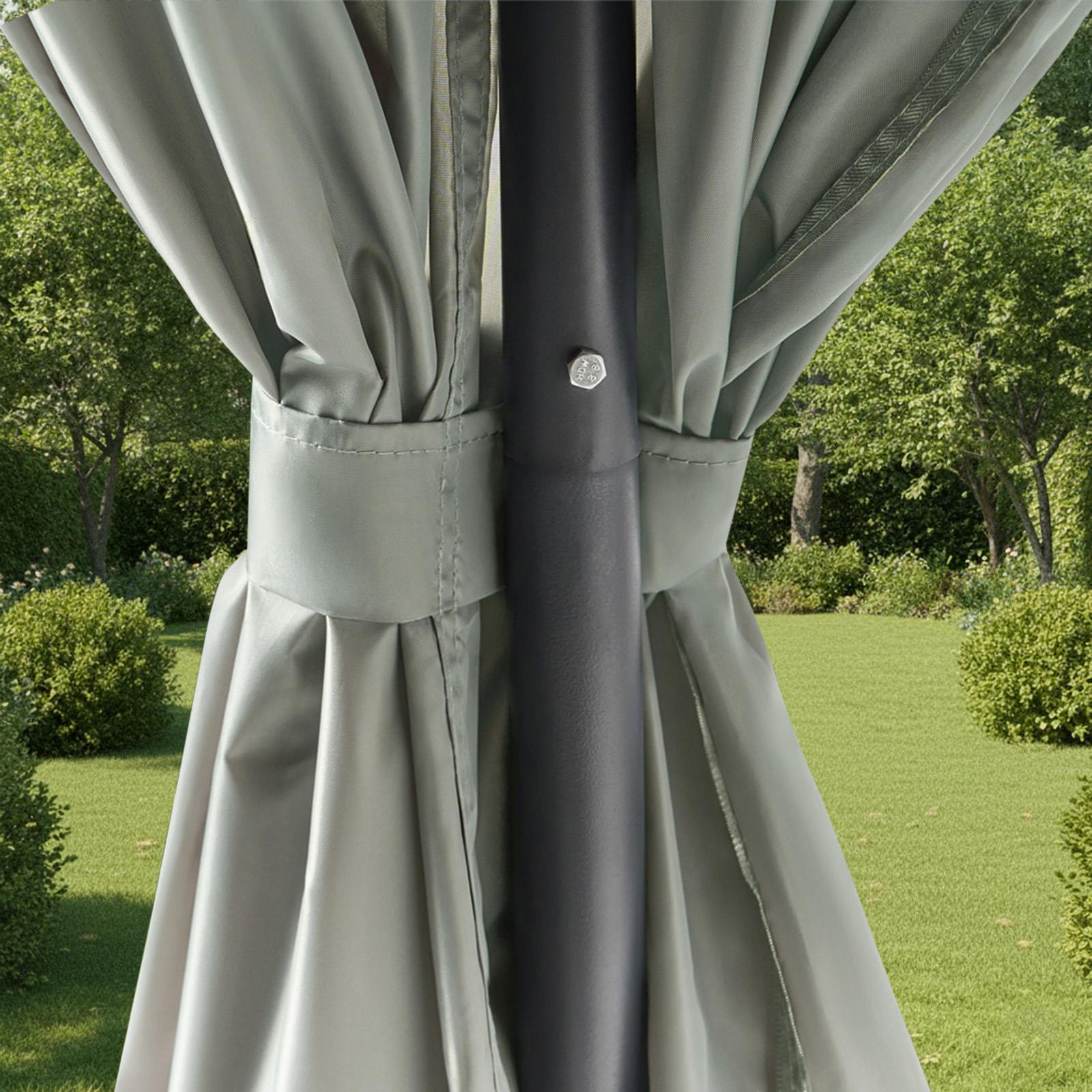 OHS Metal Garden Gazebo with Curtains Outdoor Party Tent Canopy Waterproof