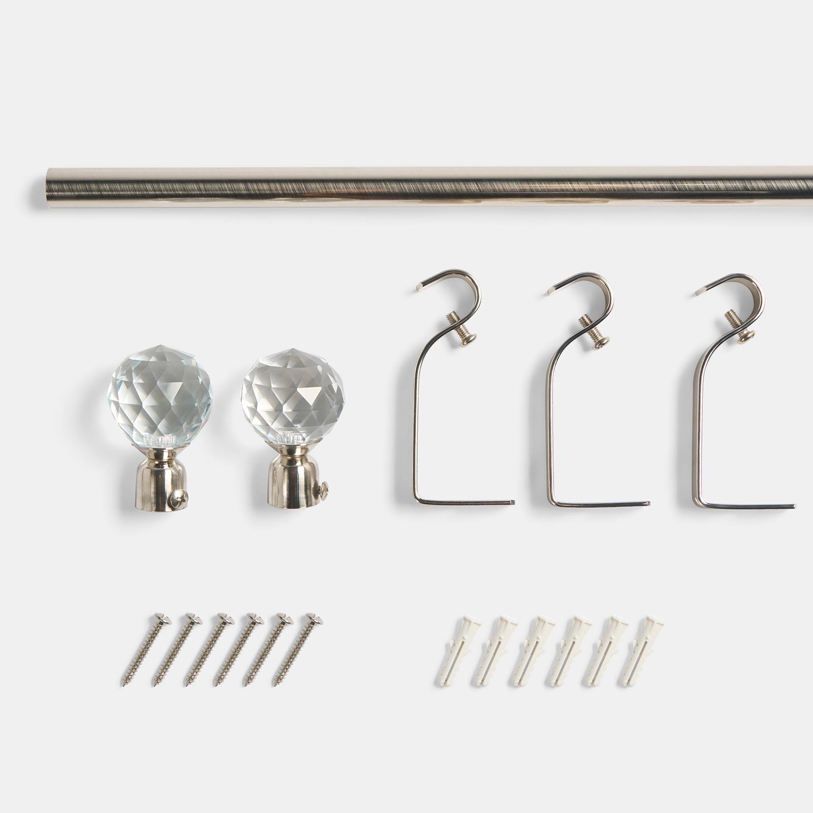 OHS 120-200cm Curtain Pole Extendable Metal 16mm Ball Trumpet Twist Finnials