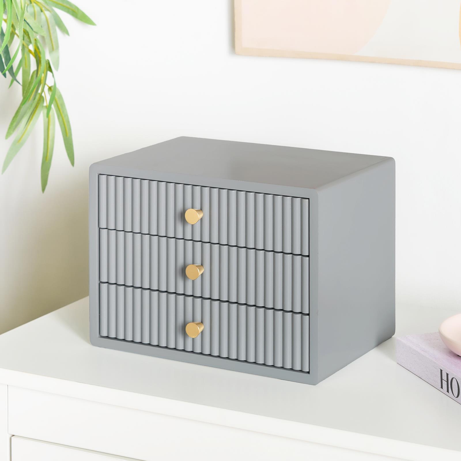 OHS Ribbed Desktop Drawers Organiser Freestanding Tabletop Cabinet Storage Unit