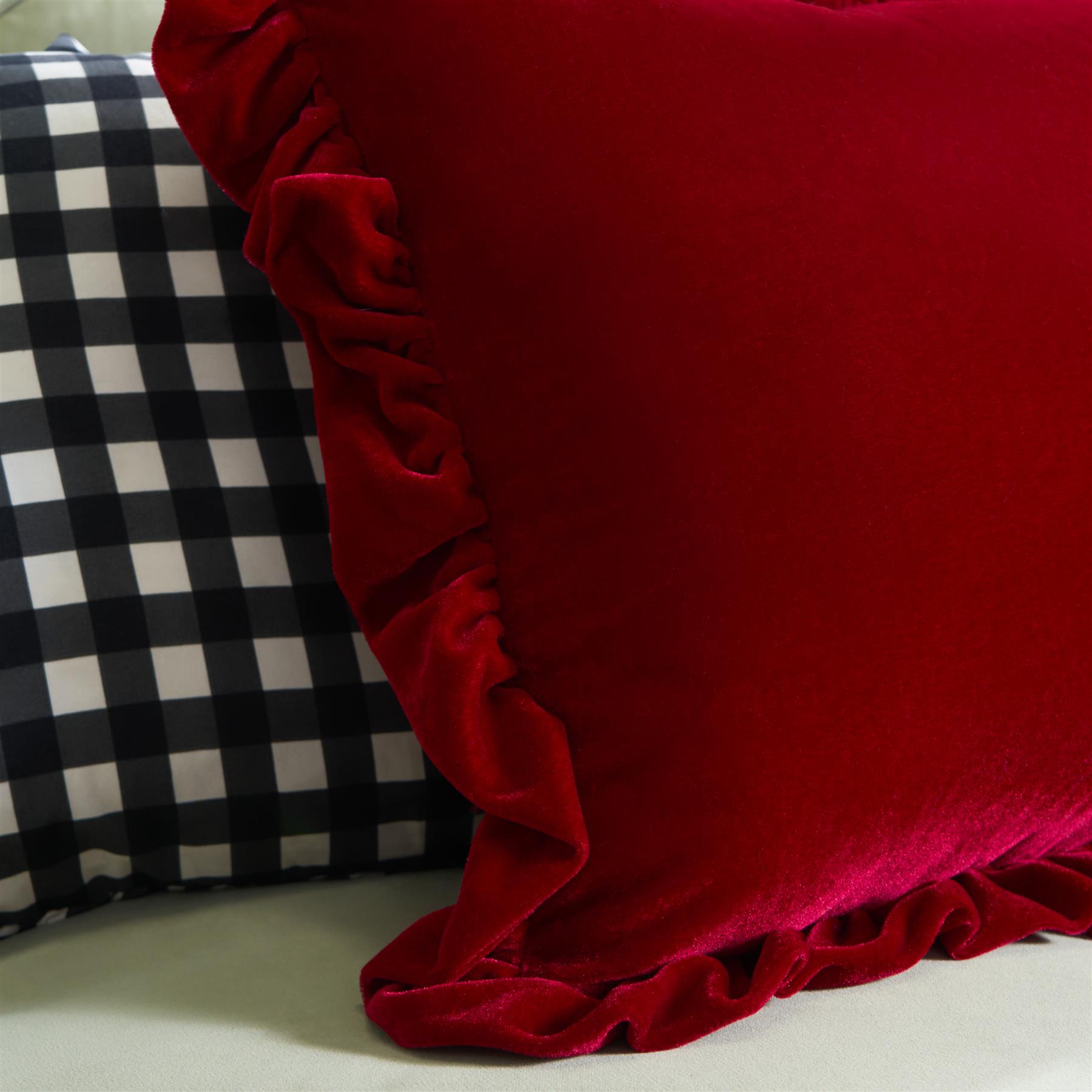 OHS Frill Cushion Covers Velvet Plush Luxury Square Pillowcases Home Decor