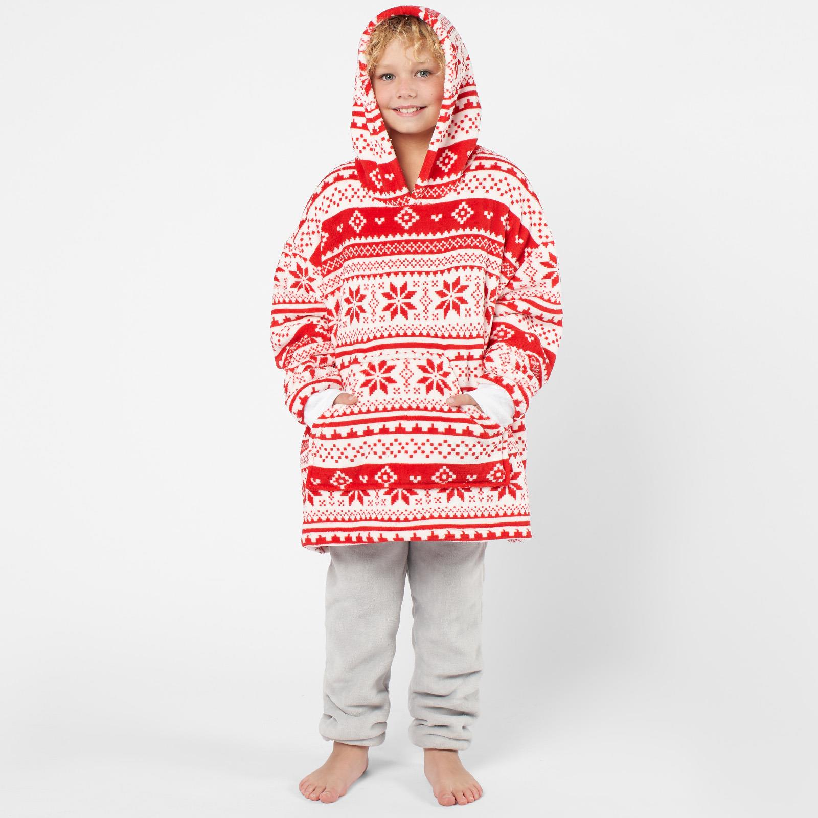 Kids Hoodie Blanket Oversized Sherpa Fleece Jumper Sweatshirt Soft Warm Throw - Picture 141 of 169
