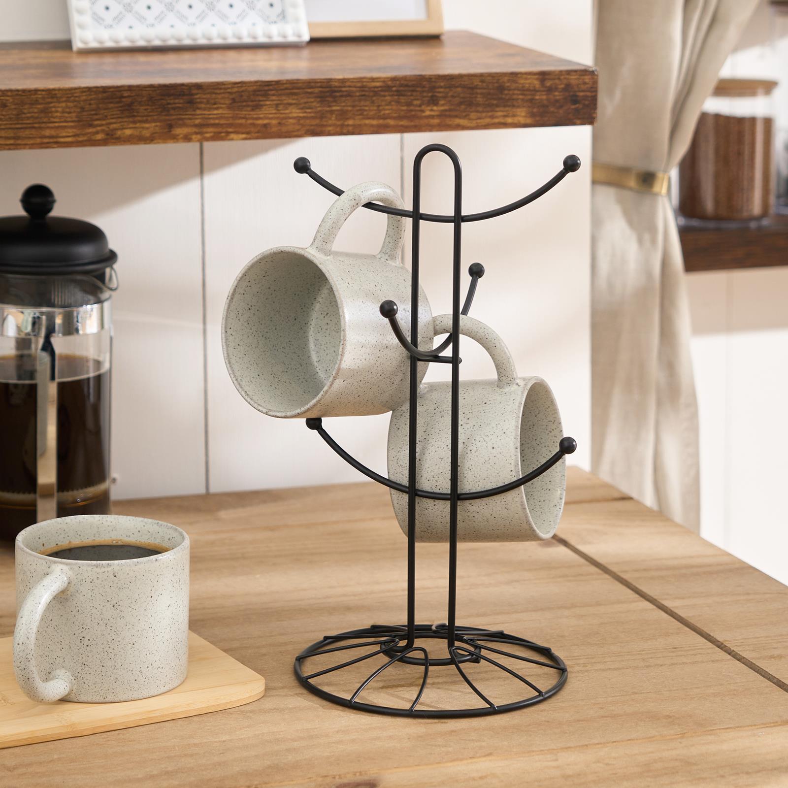 OHS Metal Mug Tree Countertop Wire Cup Holder Hanger Rack Non Slip Organiser
