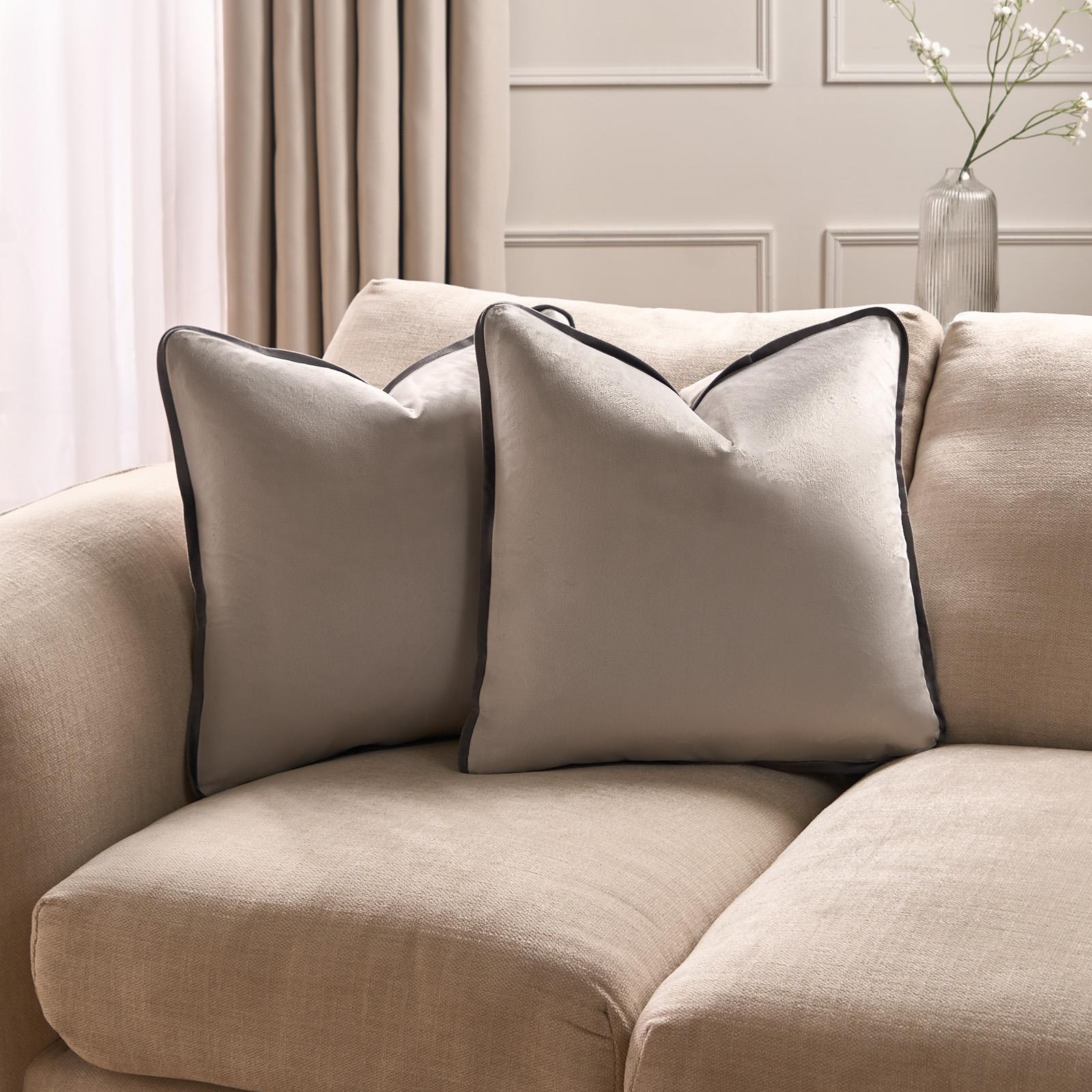 OHS Piped Edge Cushion Covers Matte Velvet Soft Luxury 2/4 Square Pillowcases