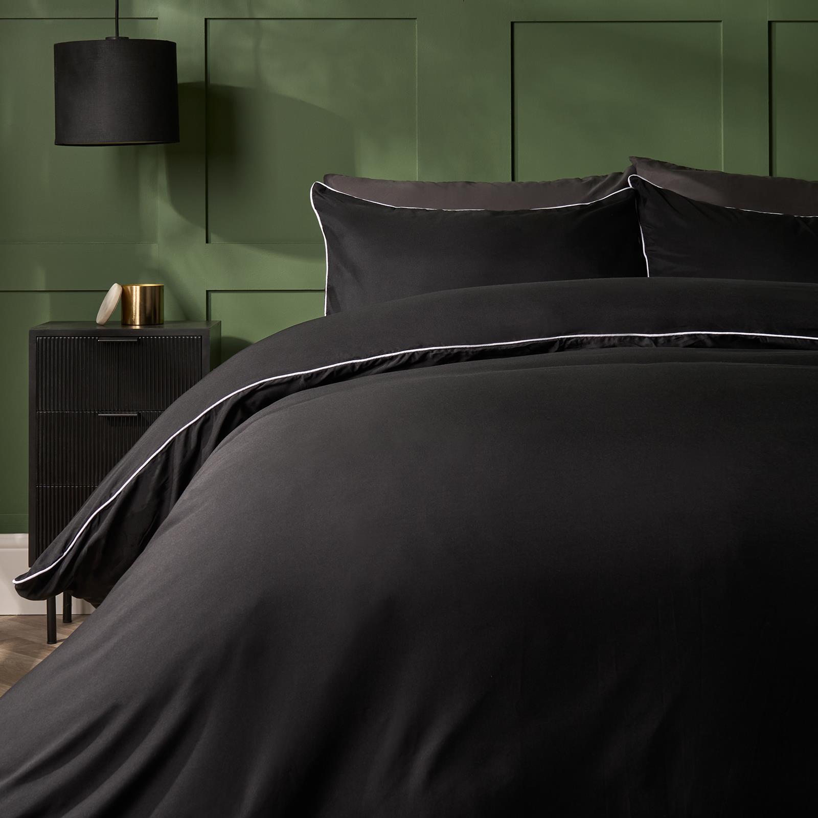 OHS Piped Edge Duvet Cover Set Soft Quilt Pillowcase Bedding Double King Size