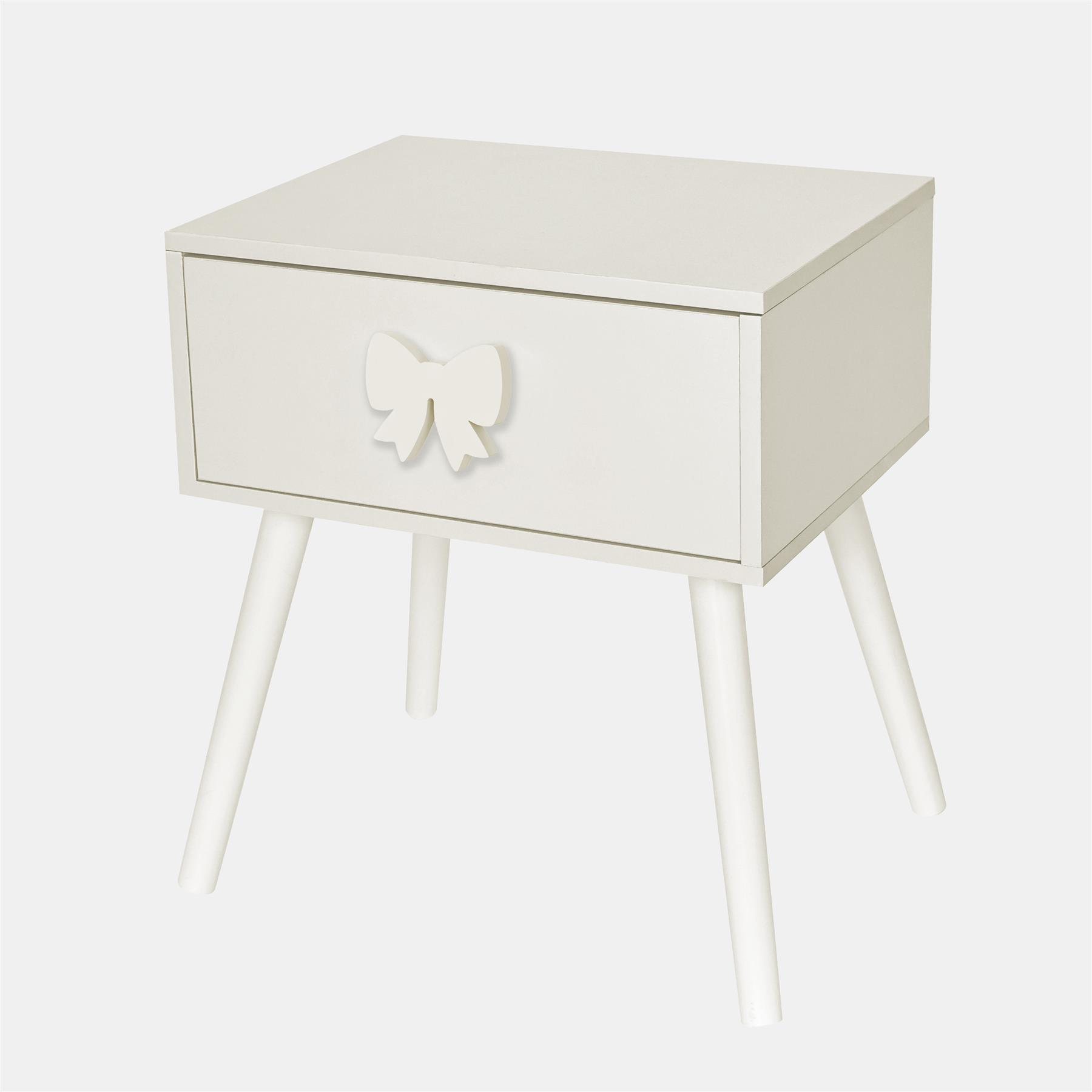 OHS Bow Decor Bedside Wood Nightstand 1 Drawer Storage Unit End Table Home Decor