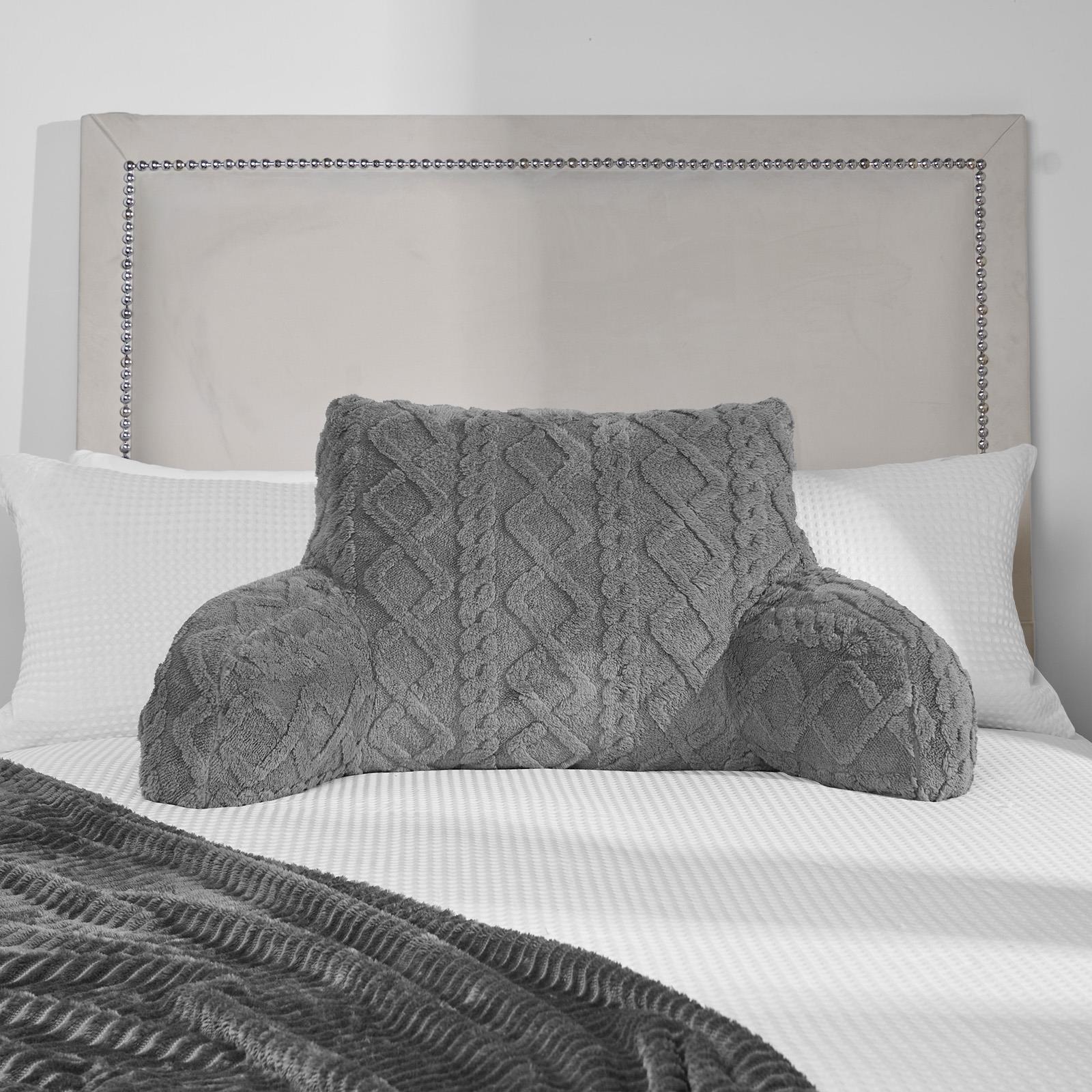 OHS Cable Knit Bolster Cuddle Cushion Fleece Back Support Filled Reading Pillow