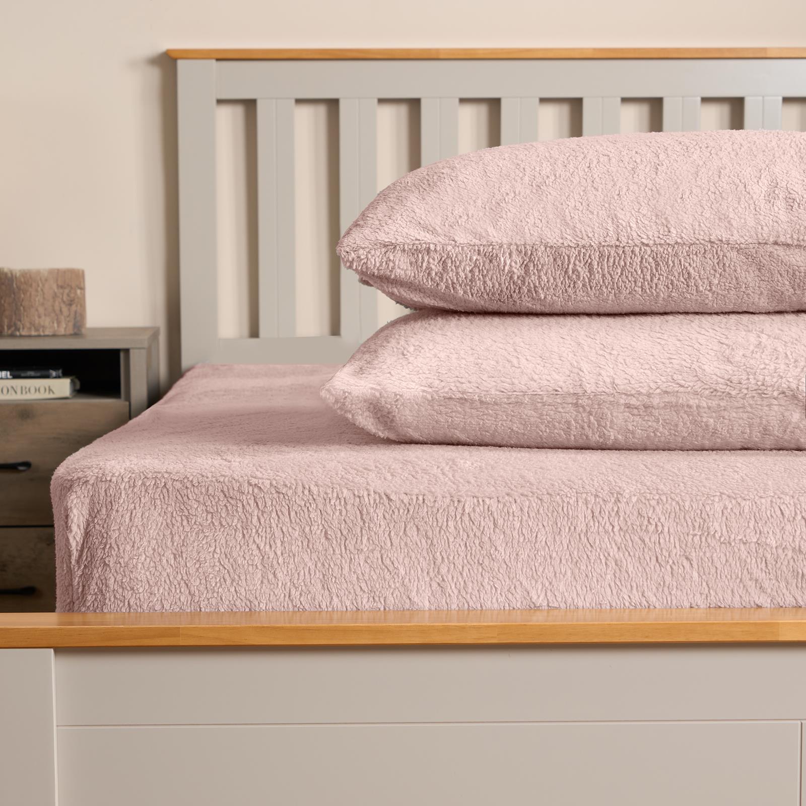 OHS Teddy Fleece Pillowcase Cover Bedding 4 x Thermal Warm Bear Sherpa Warm Soft