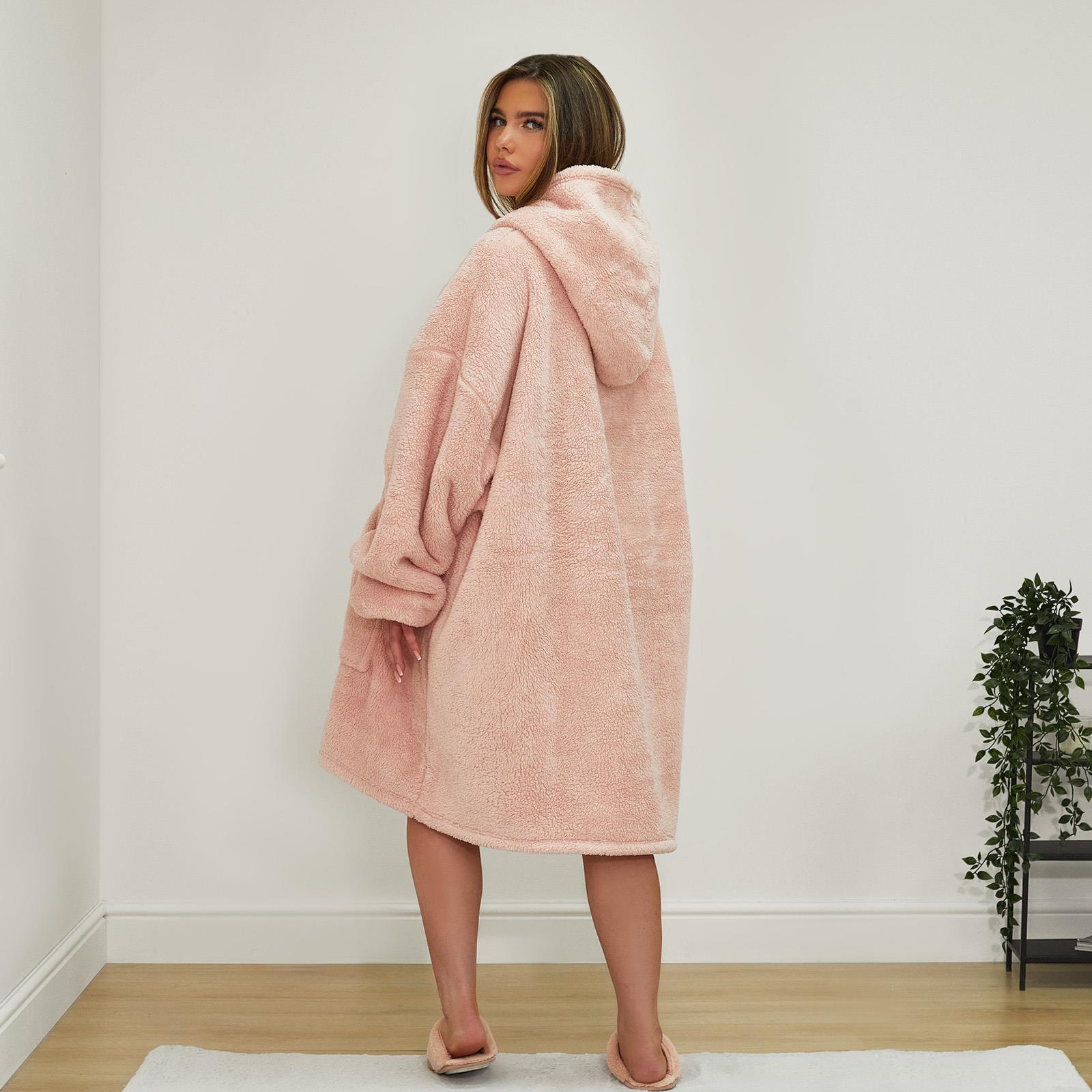 OHS Teddy Fleece Sherpa Lined Hooded Blanket Soft Oversized Adults Throw
