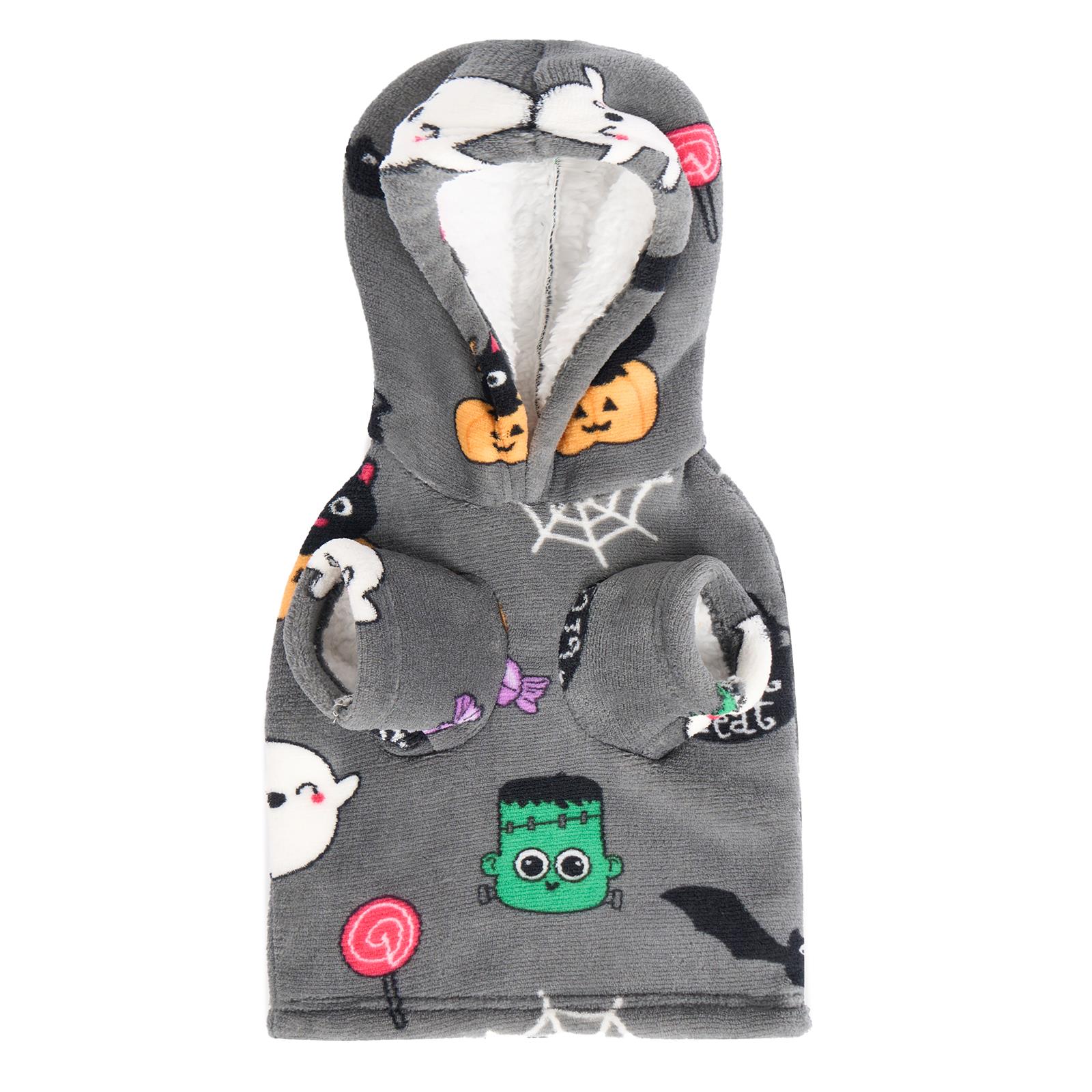 OHS Dog Hoodie Blanket Halloween Winter Warm Sherpa Fleece Soft Jumper Puppy