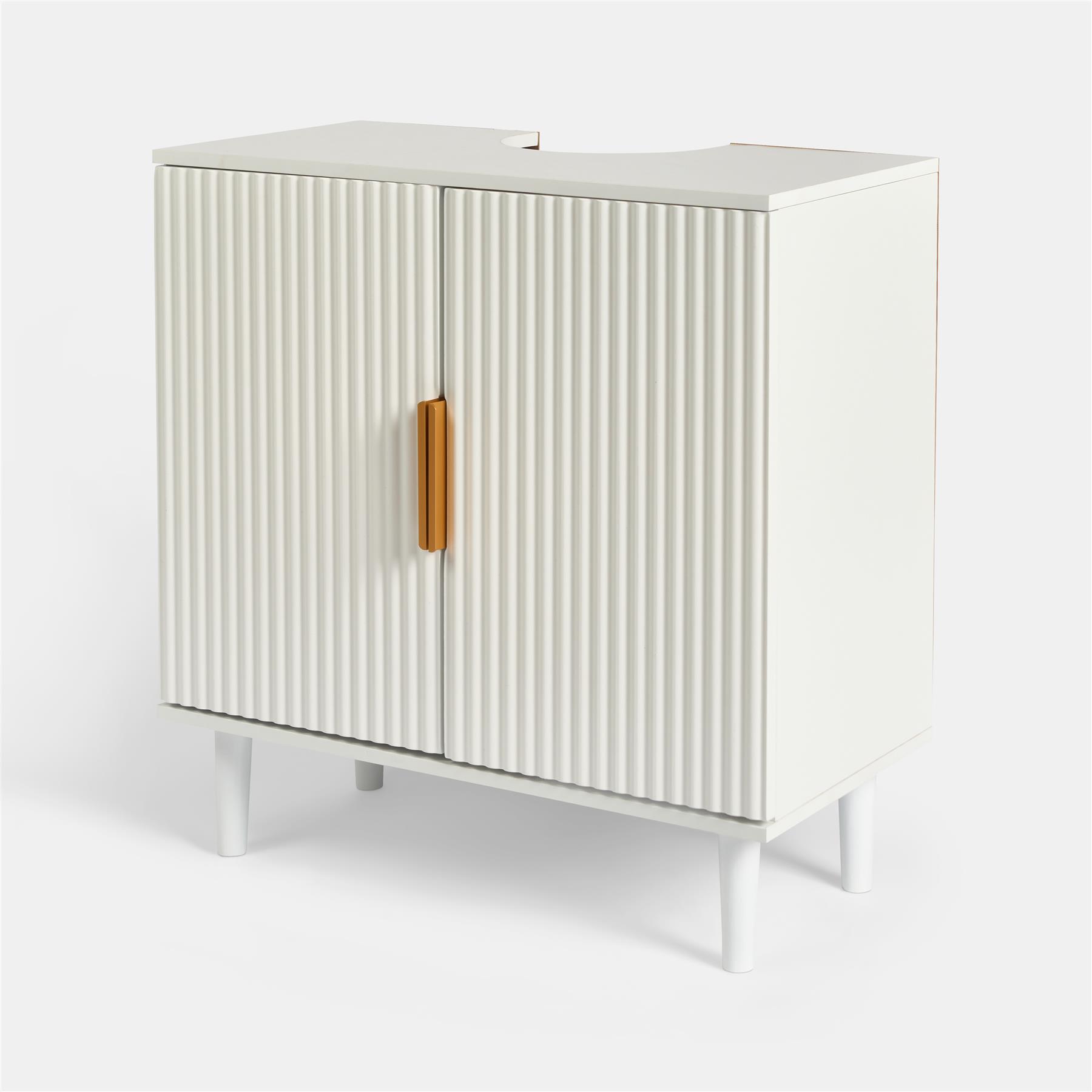 OHS Under Sink Bathroom Cabinet Ribbed Engineered Wood Storage Organiser